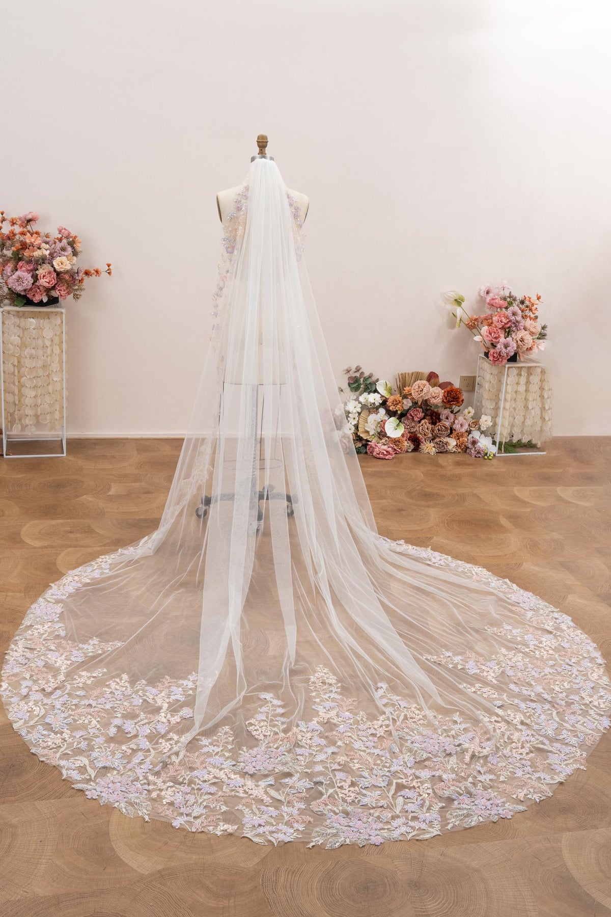 beaded lace wedding veil
