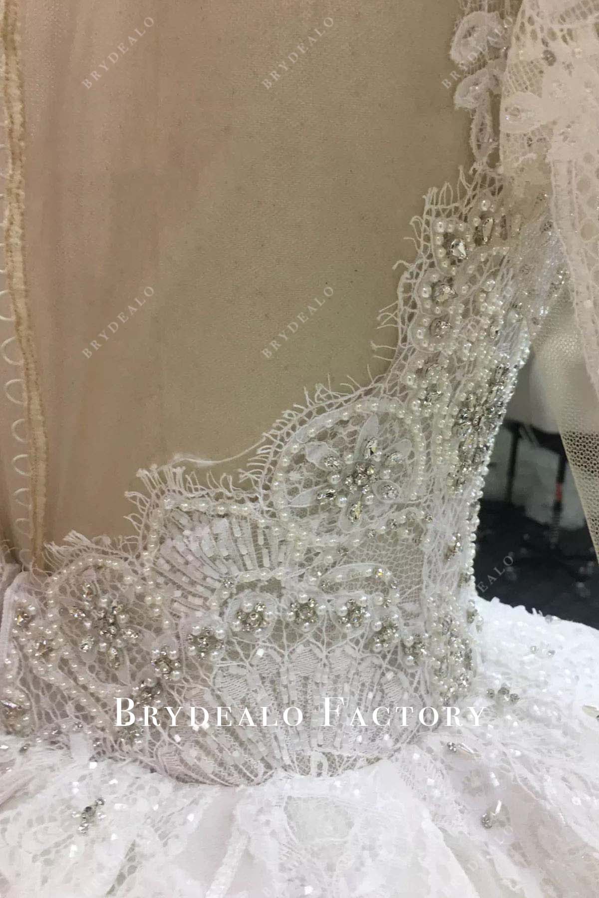 beaded nude lace wedding ballgown