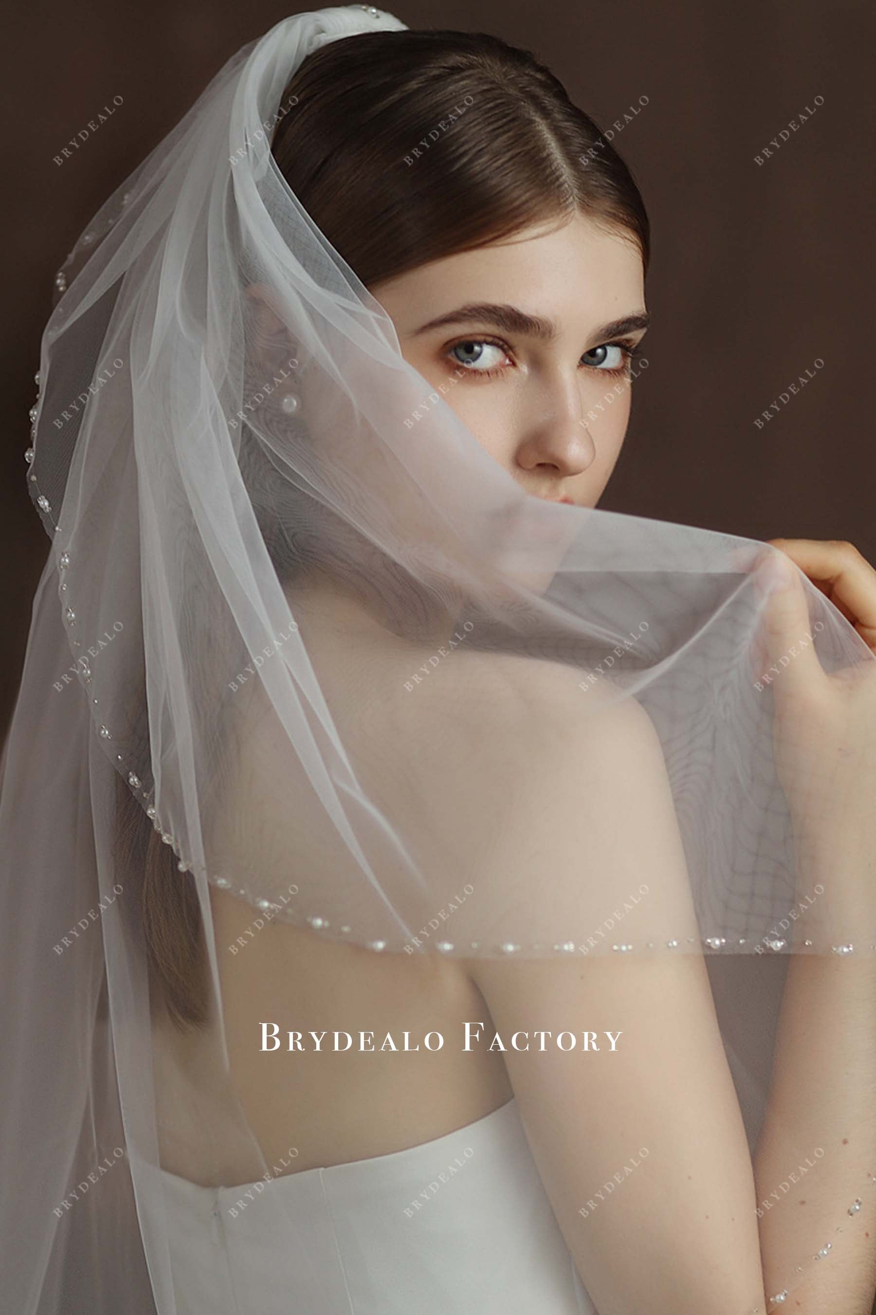 beading edge bridal veil