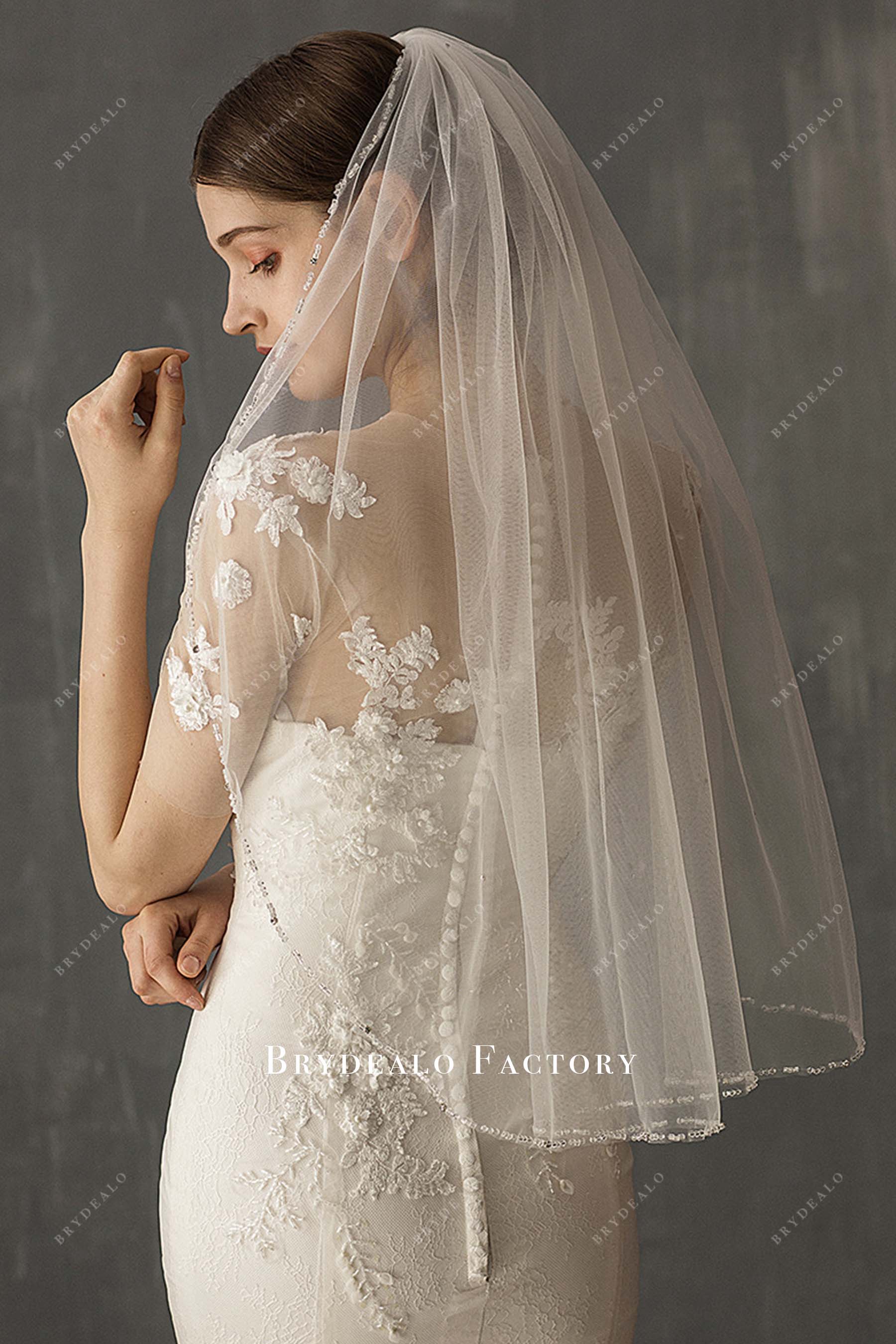 beading edge wedding veil