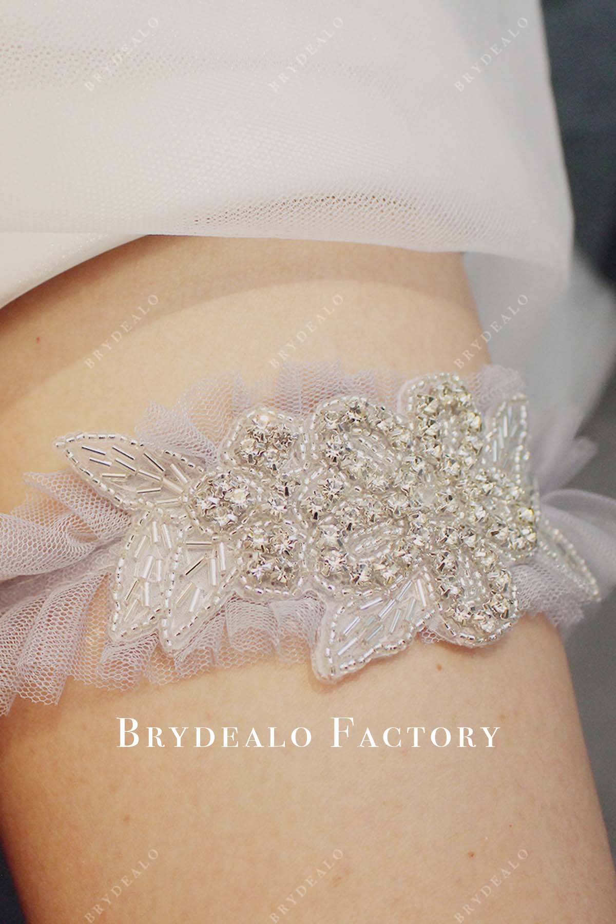 beading ruffle tulle garter