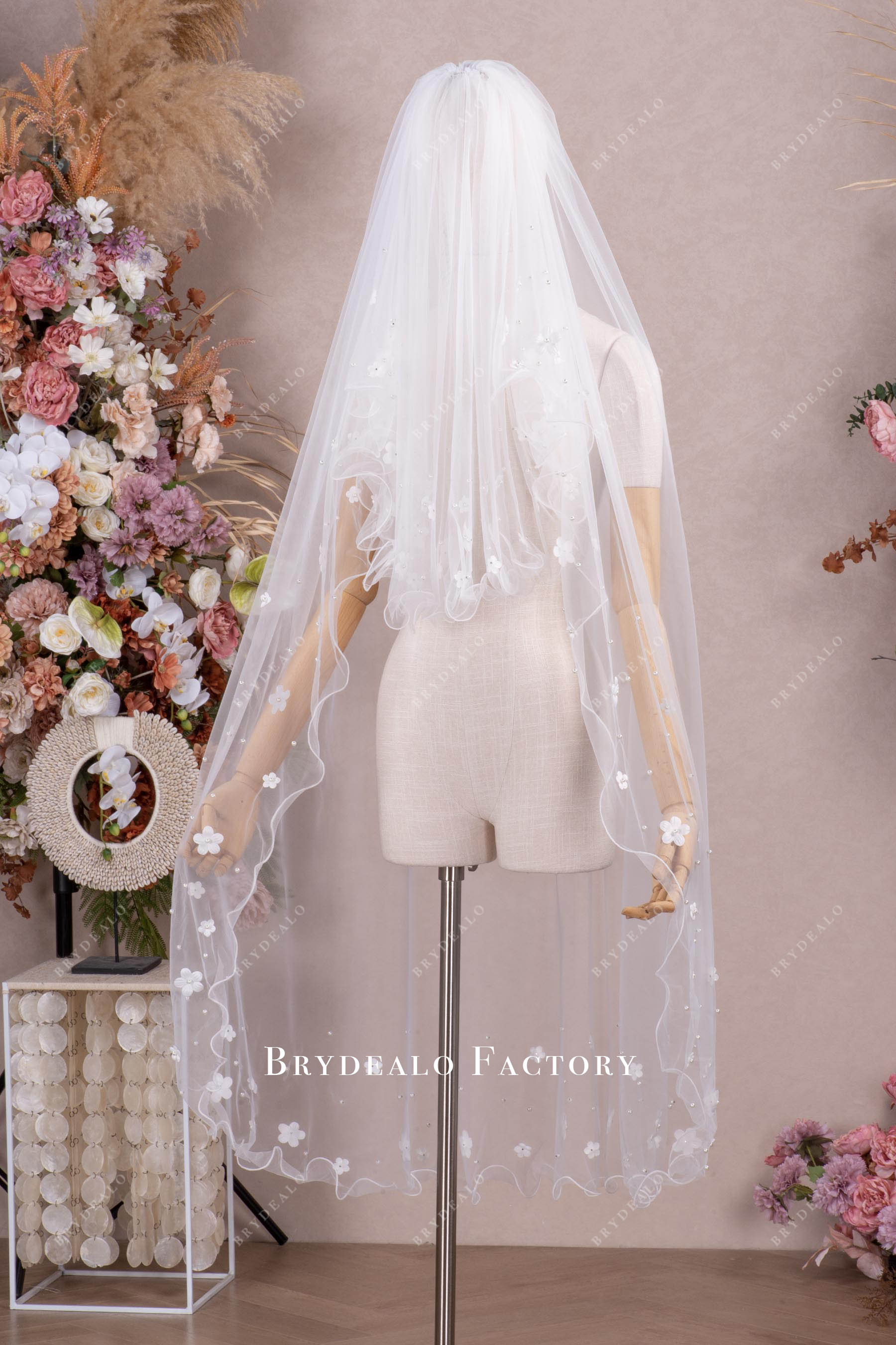 beautiful two-tier waltz length tulle veil