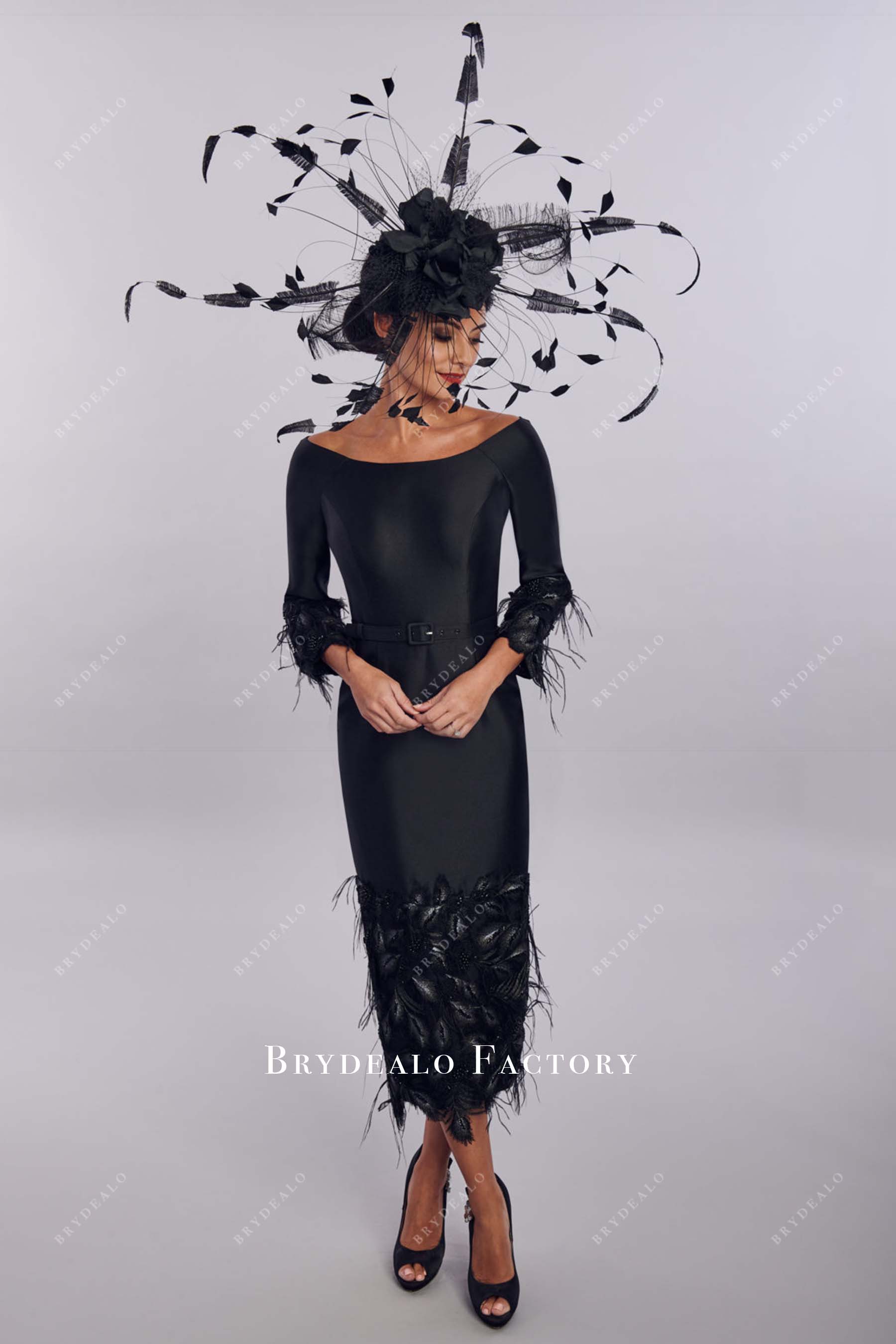 black pencil mother of bride dress