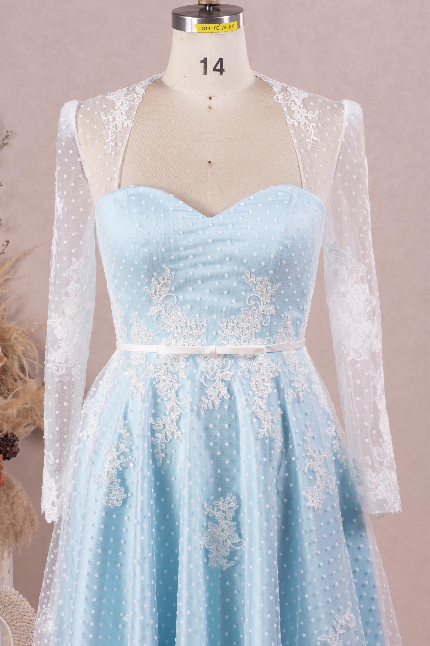 blue queen anne wedding dress