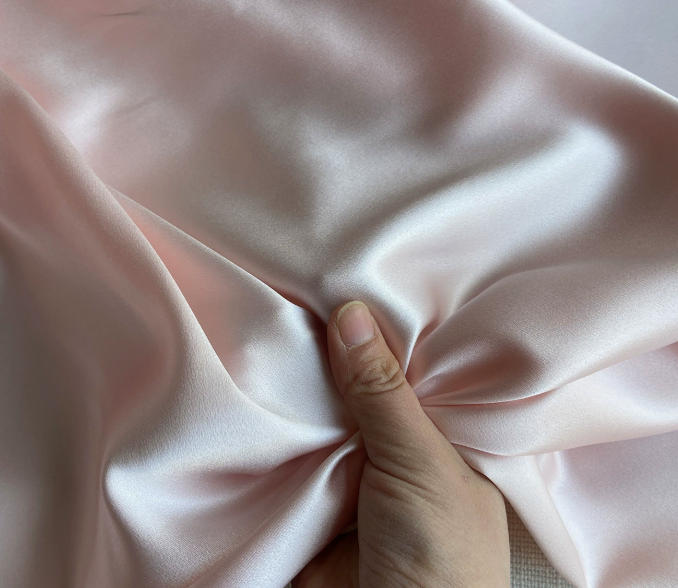blush pink silk satin wedding dress