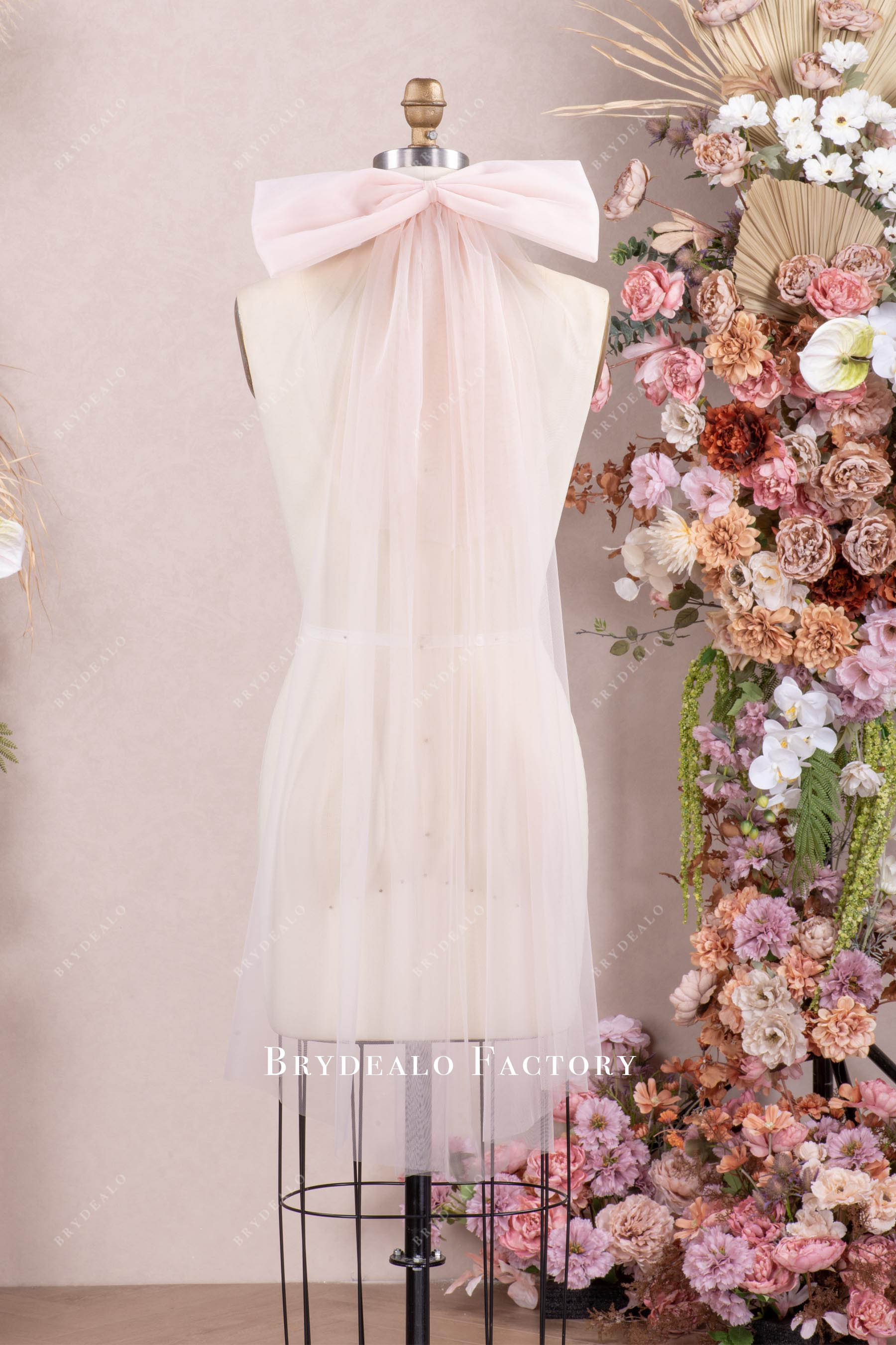 blushing pink two-tier wedding veil