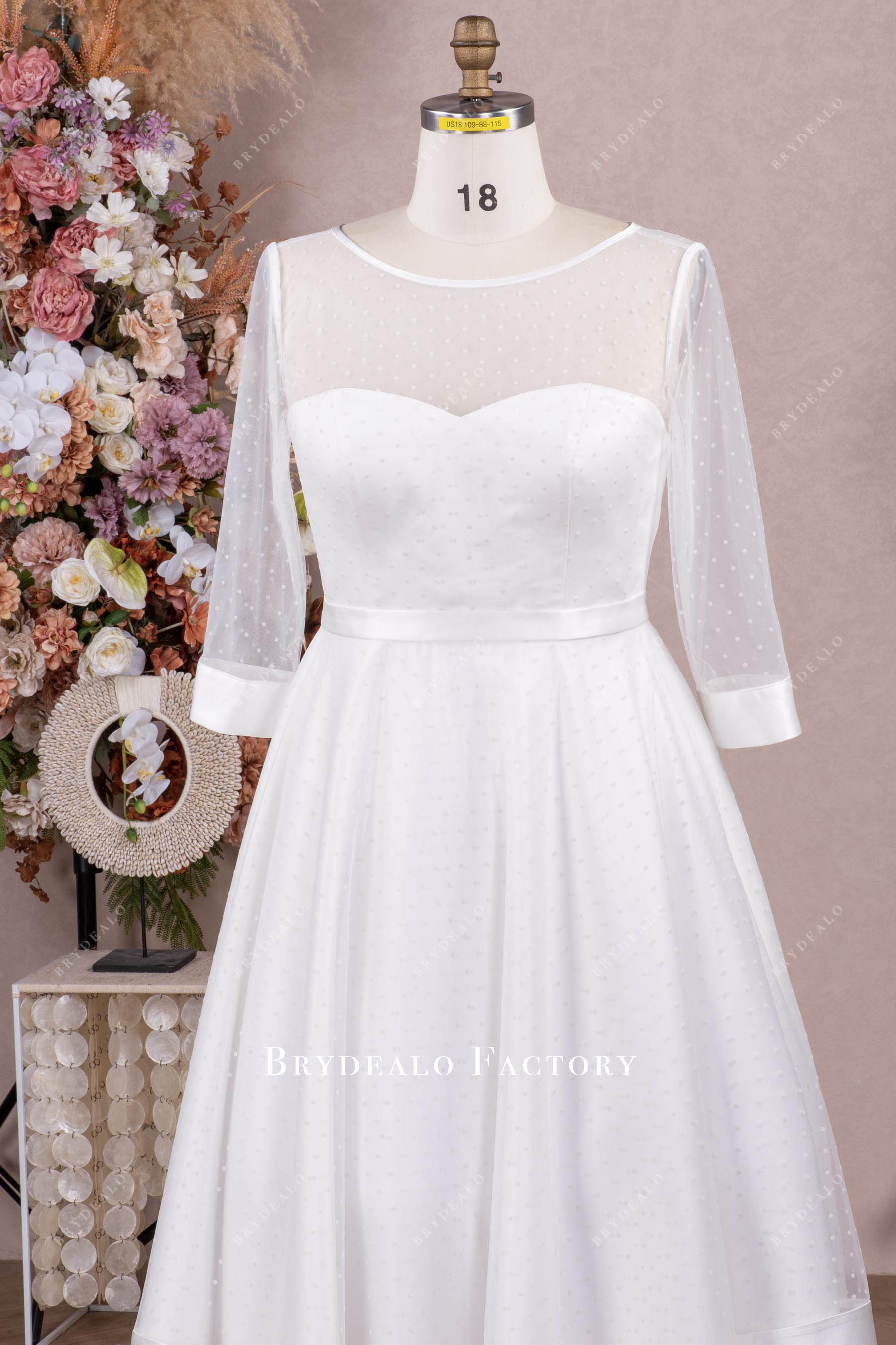 boat neck sleeved wedding dress