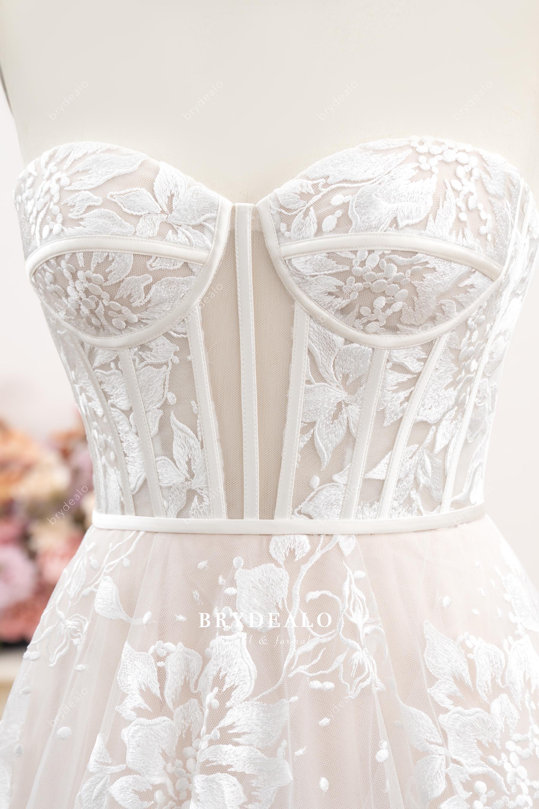 boned corset sweetheart wedding dress