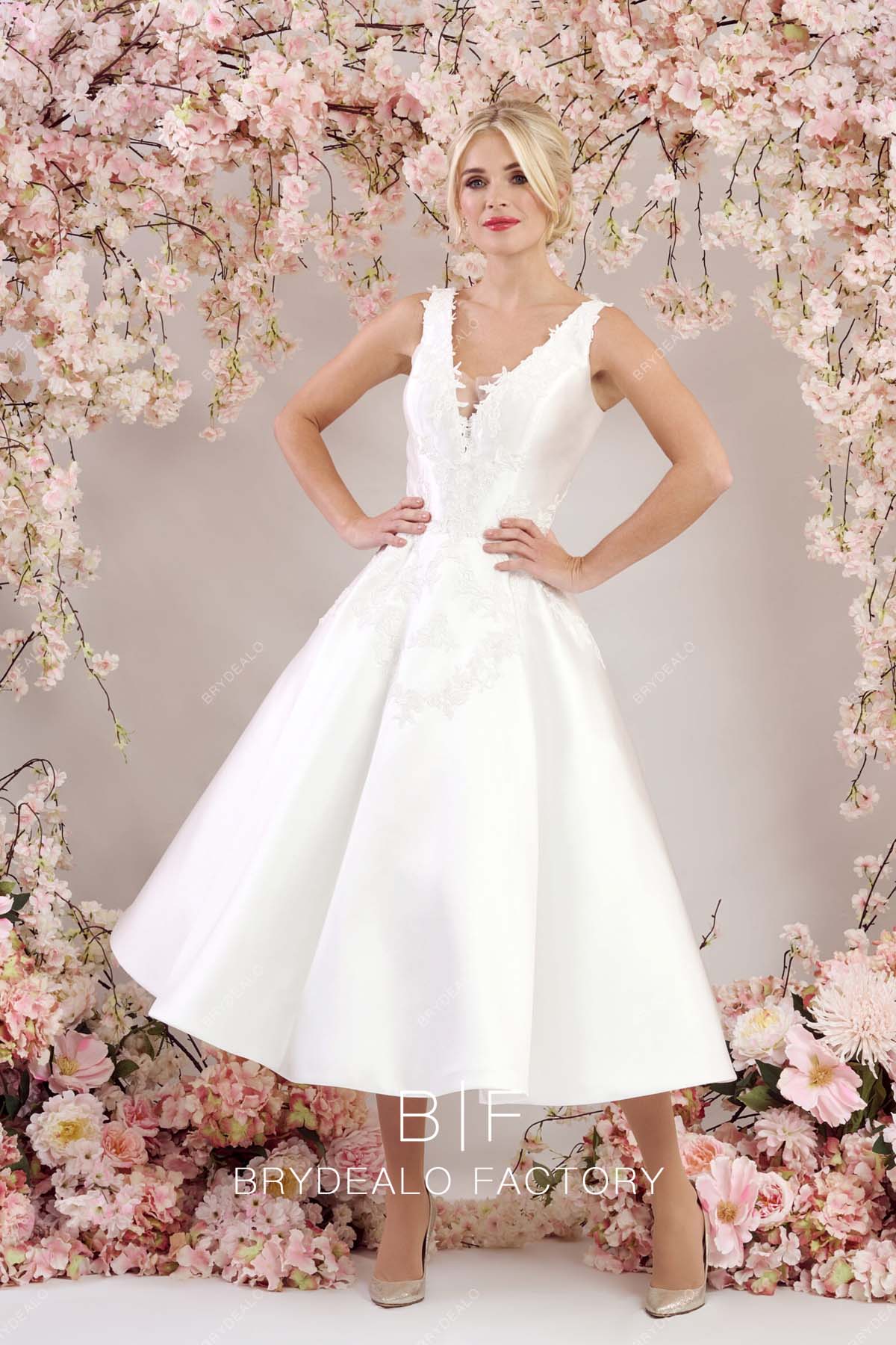 bridal satin pockets chic bridal dress