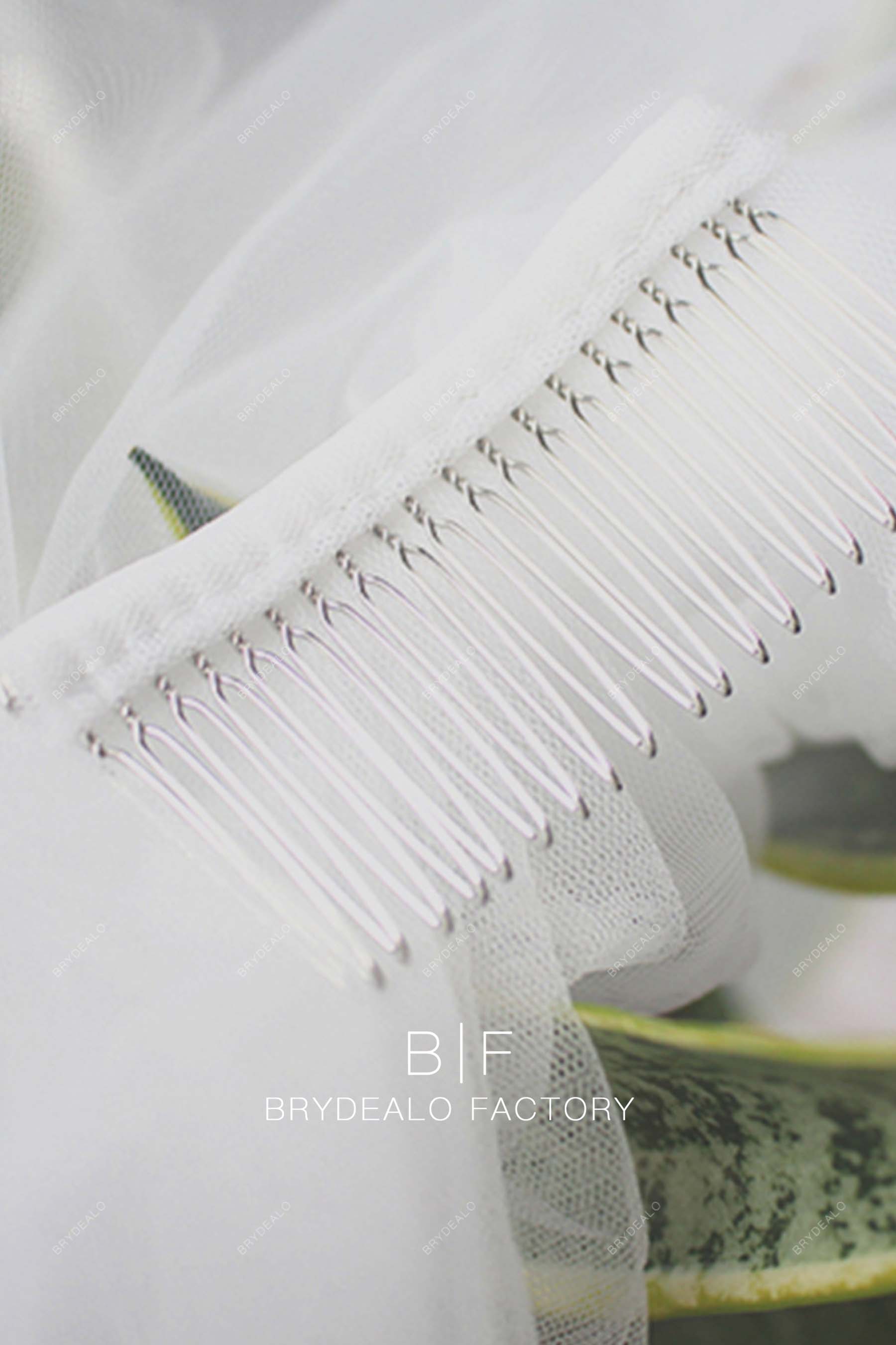 Brydealo Factory Simple Single Tier Tulle Plain Raw Cut Wedding Veil Light Ivory / Royal (500cm)
