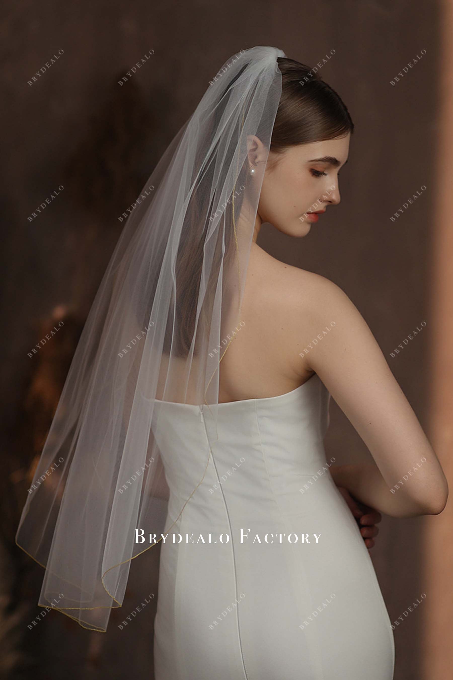 brief single tier tulle bridal veil