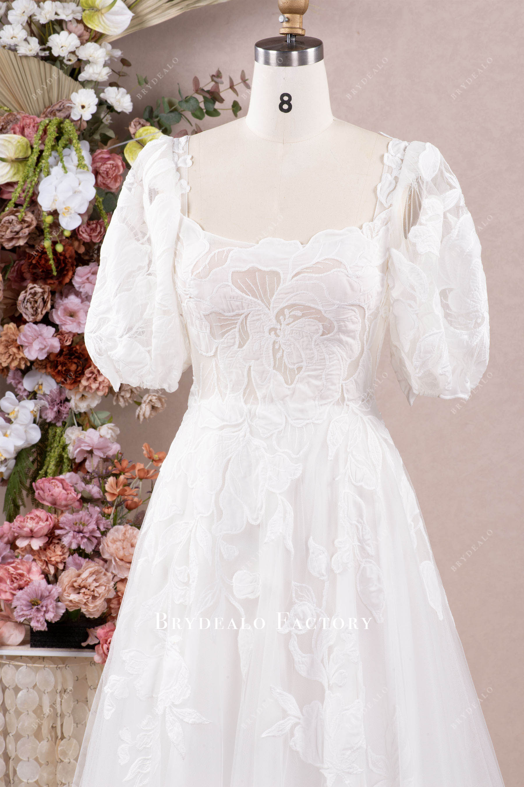 bubble sleeve wedding dress