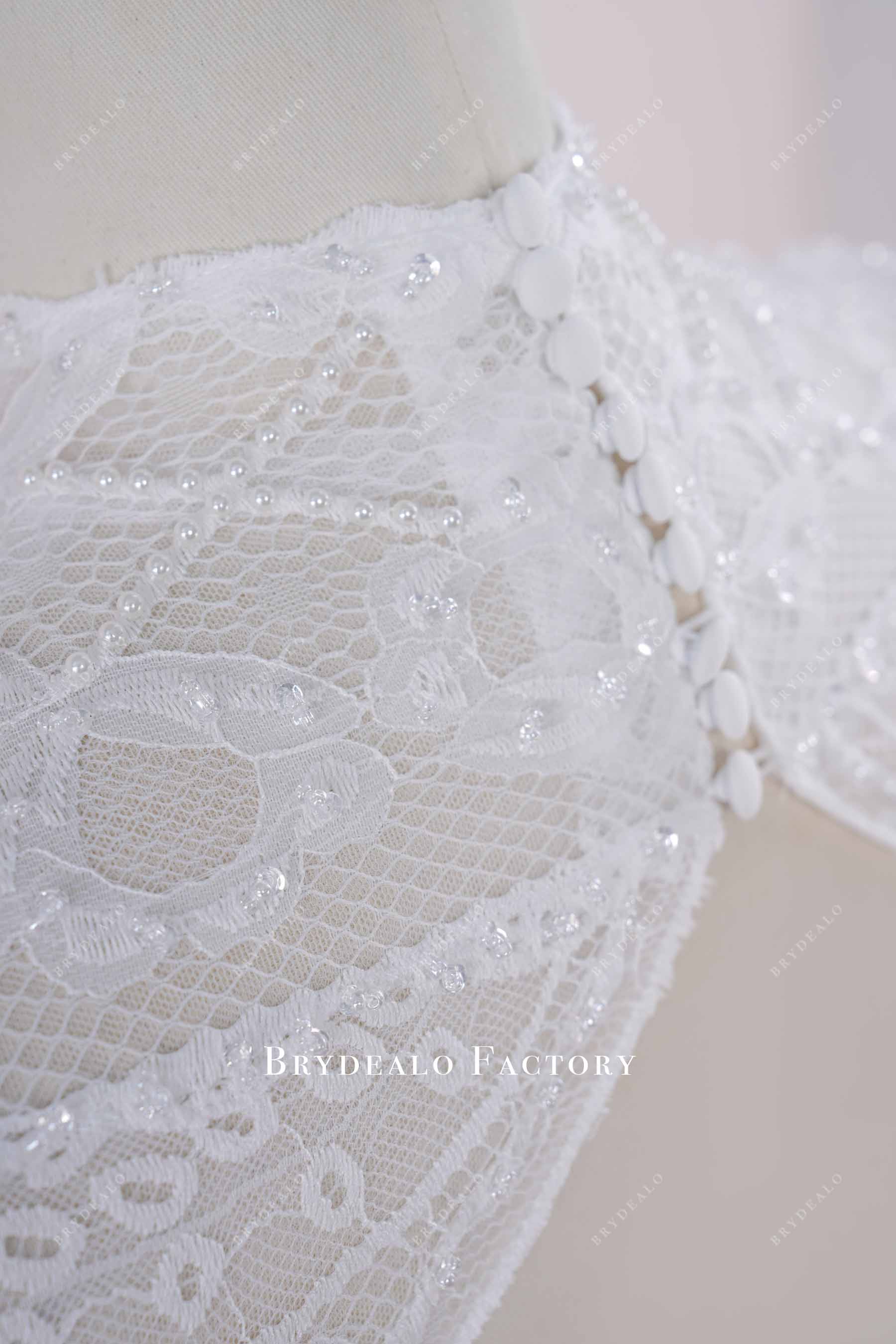 buttoned back boho bridal gown