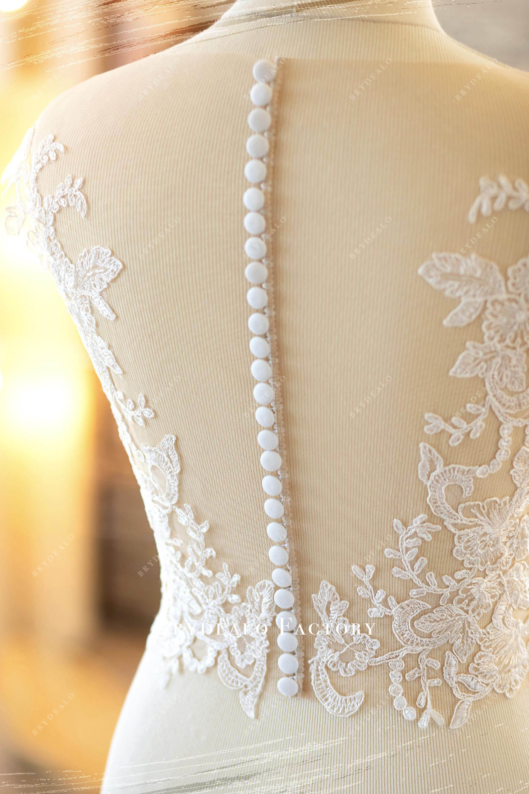 buttoned back lace bridal top