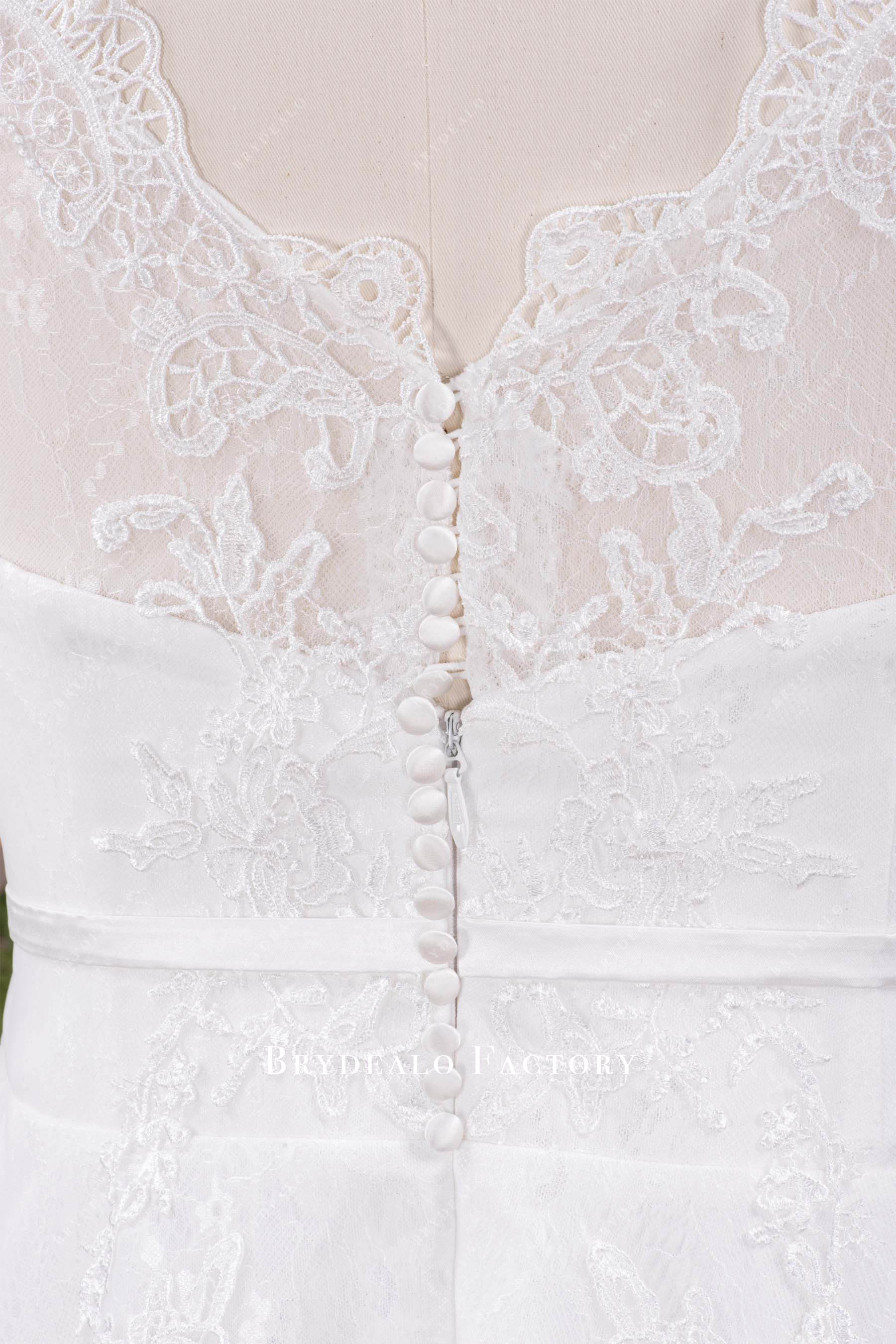 buttoned back lace wedding dress