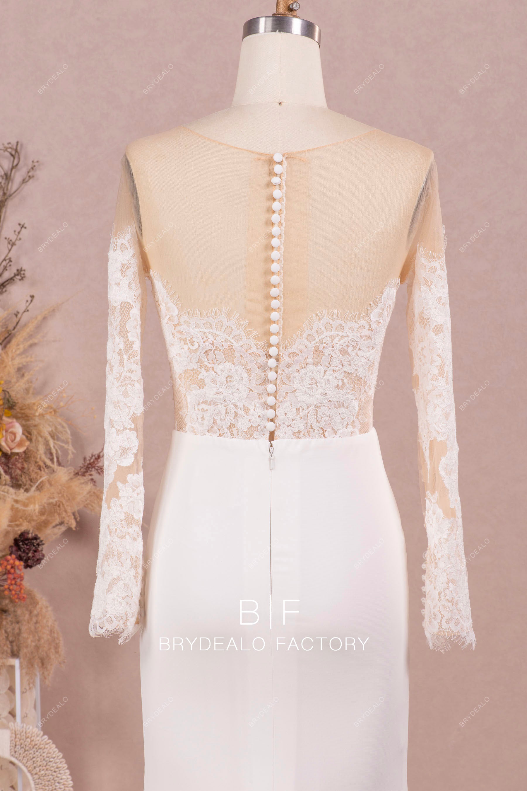 buttoned back wedding dress