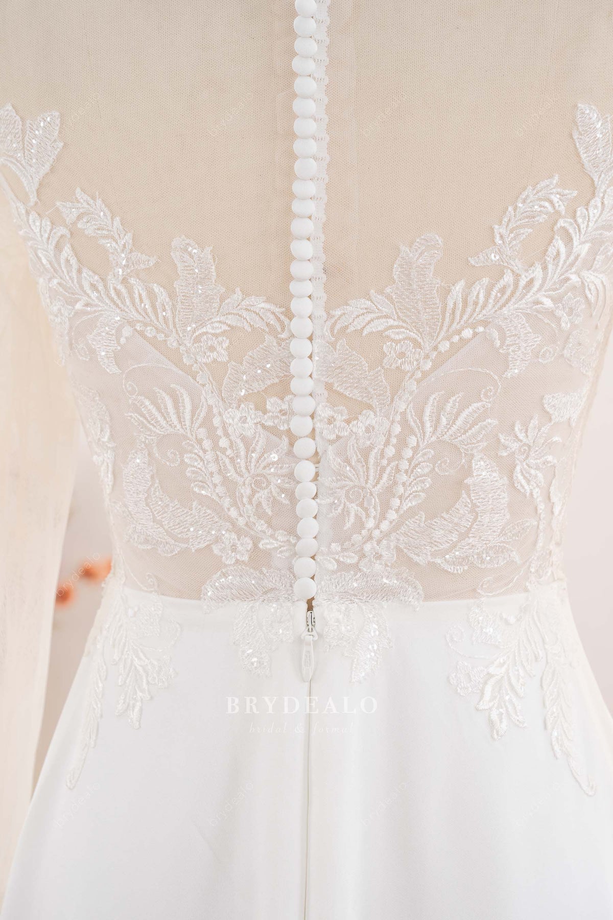 buttoned back wedding dress