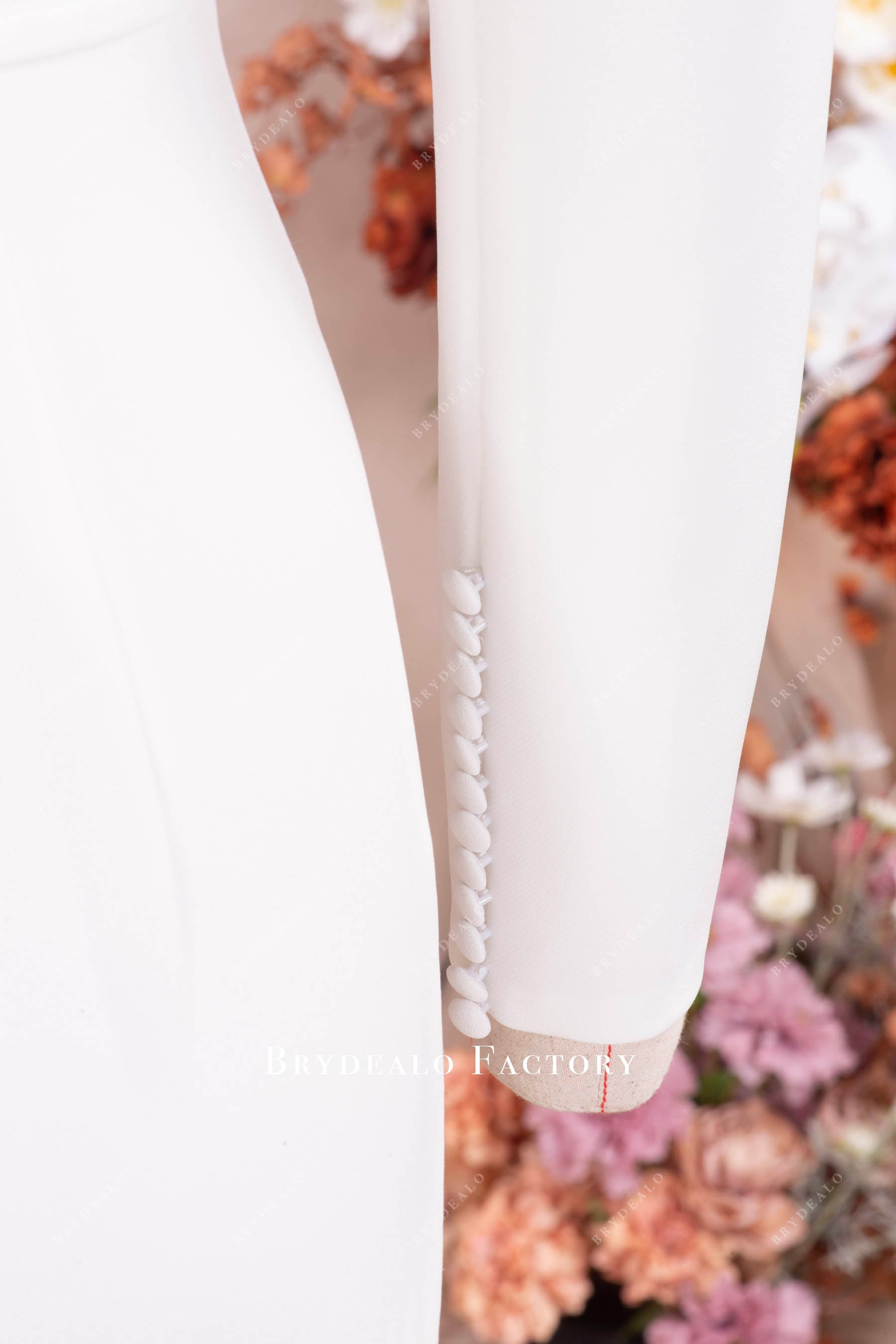 buttoned cuff wedding dress