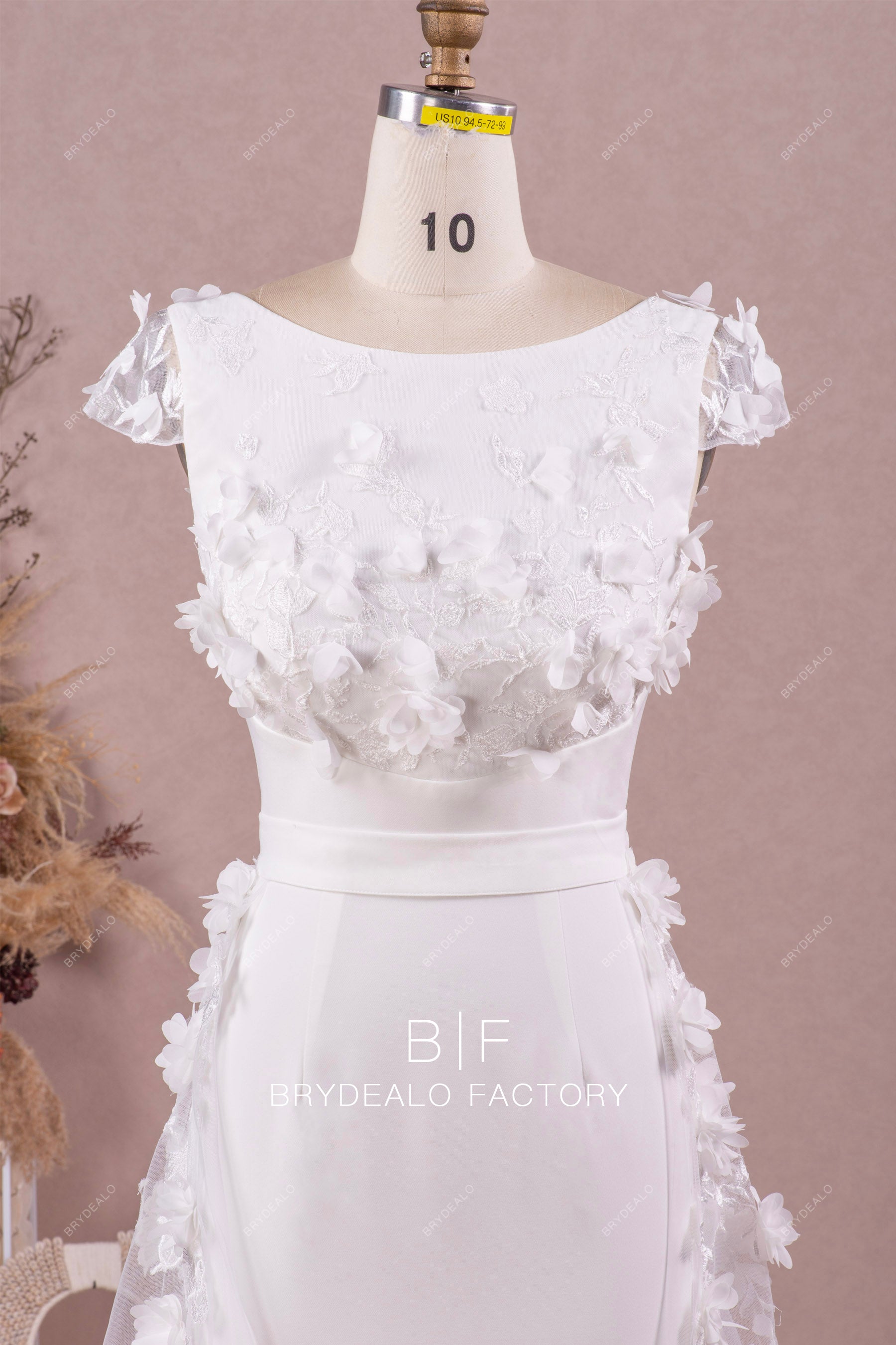 cap sleeve flower lace wedding dress