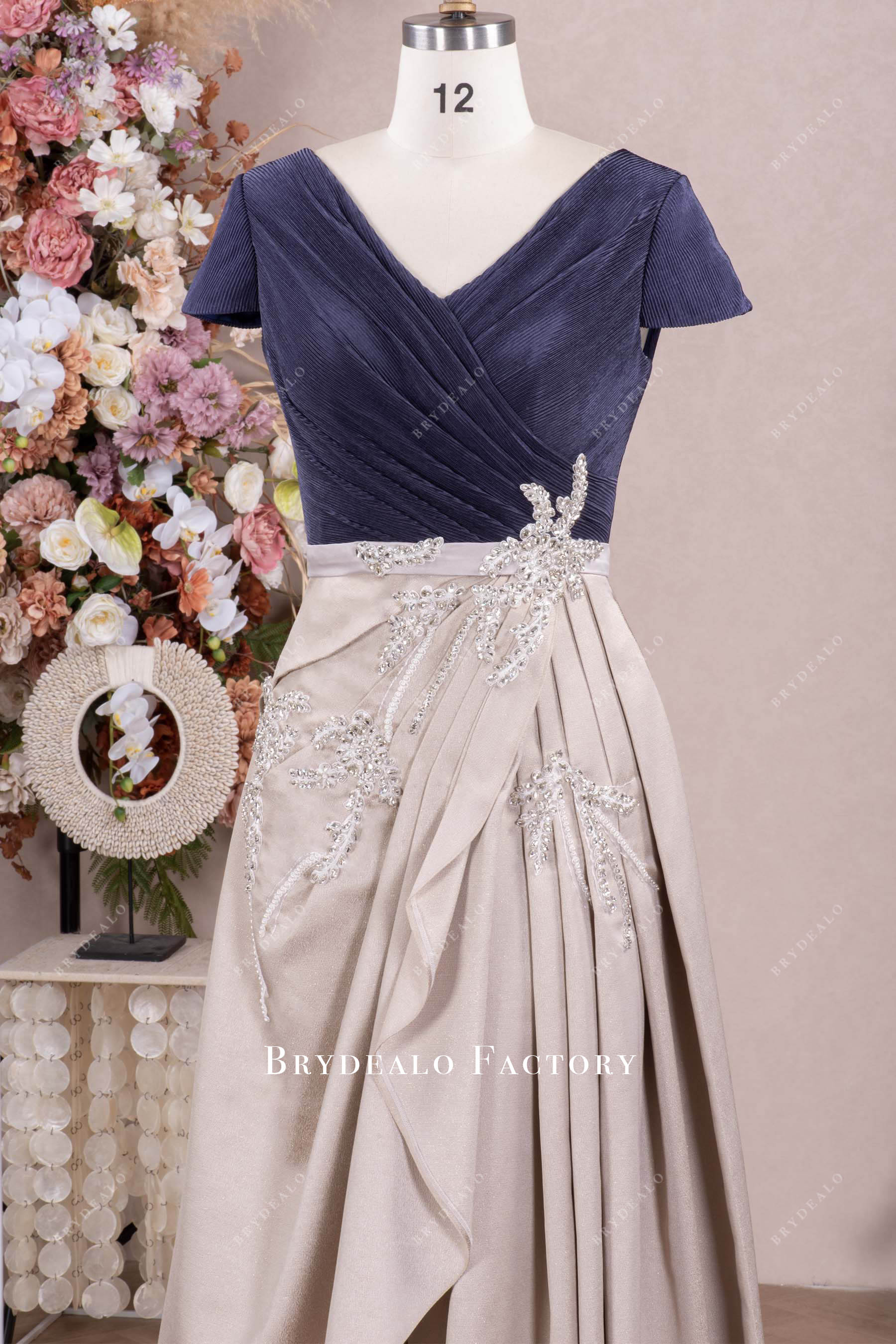 cap sleeve two-tone mother of bride dress