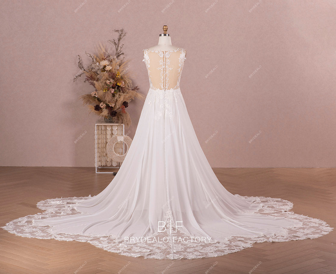 cathedral length cutout train lace wedding dress