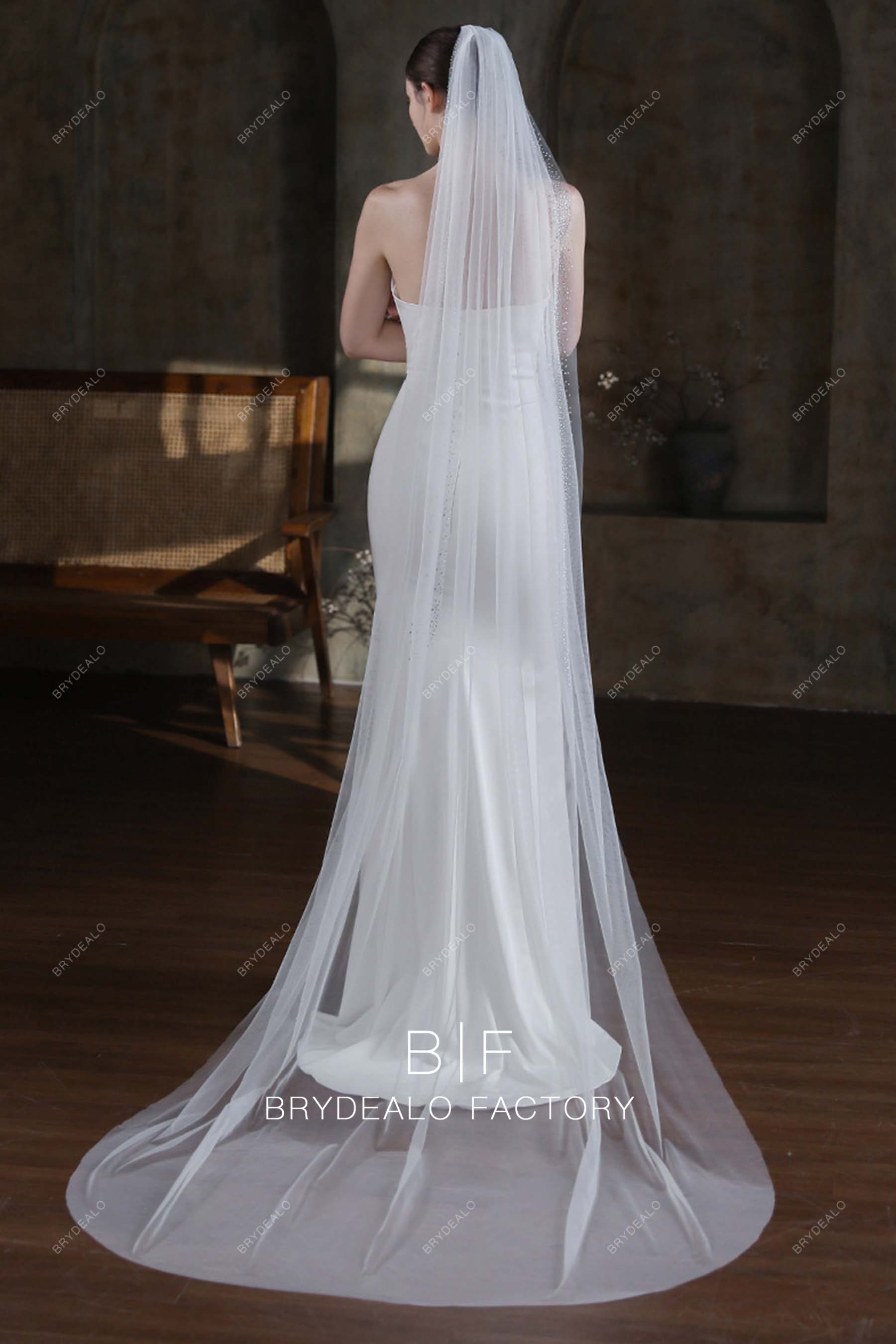 Single-tier Cathedral Length Wholesale Bridal Veil