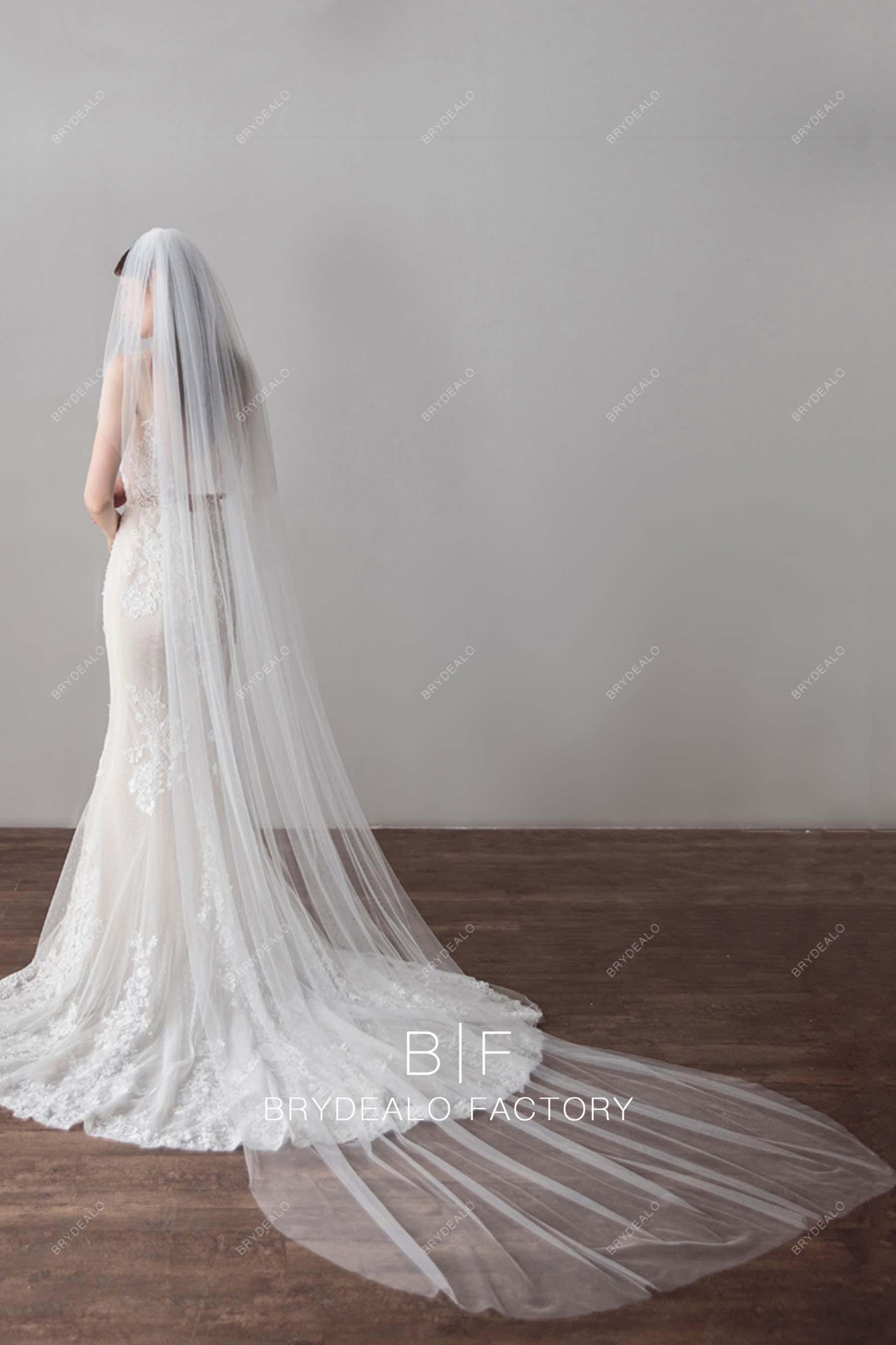 Cathedral Length Two Tiered Plain Bridal Veil