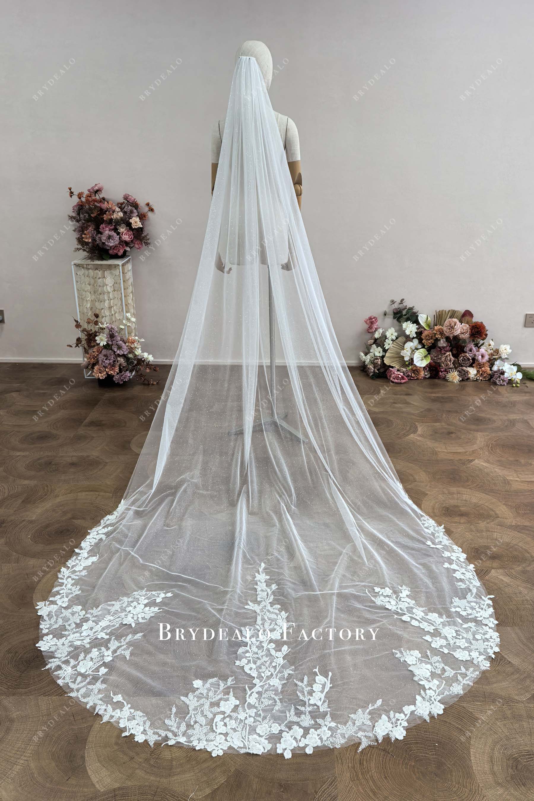 cathedral train custom lace two-tier veil
