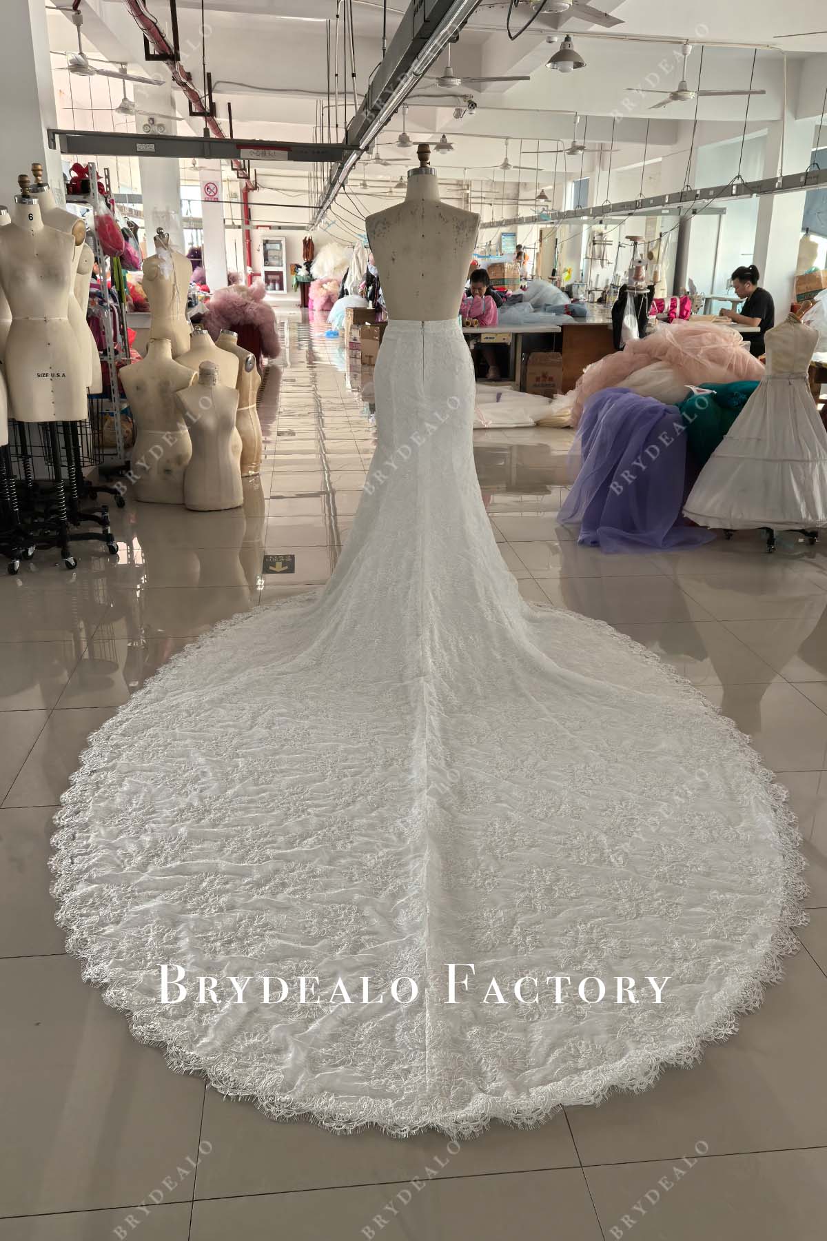 cathedral train mermaid lace bridal skirt