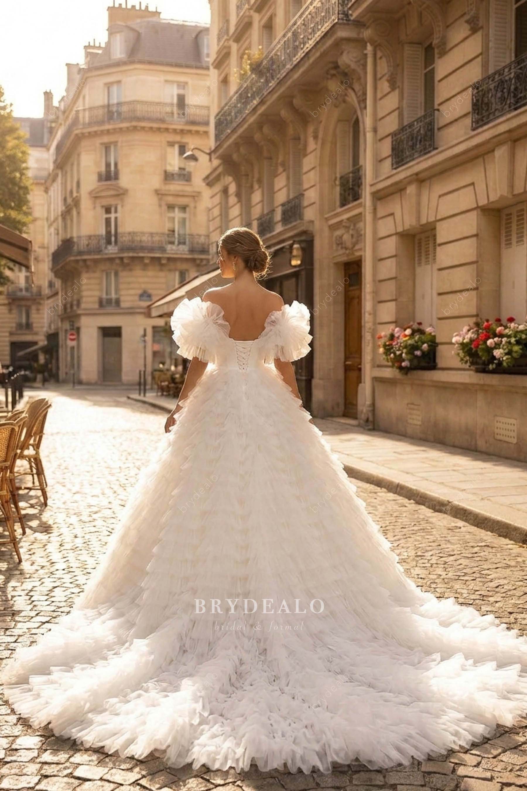 cathedral train strapless wedding dress