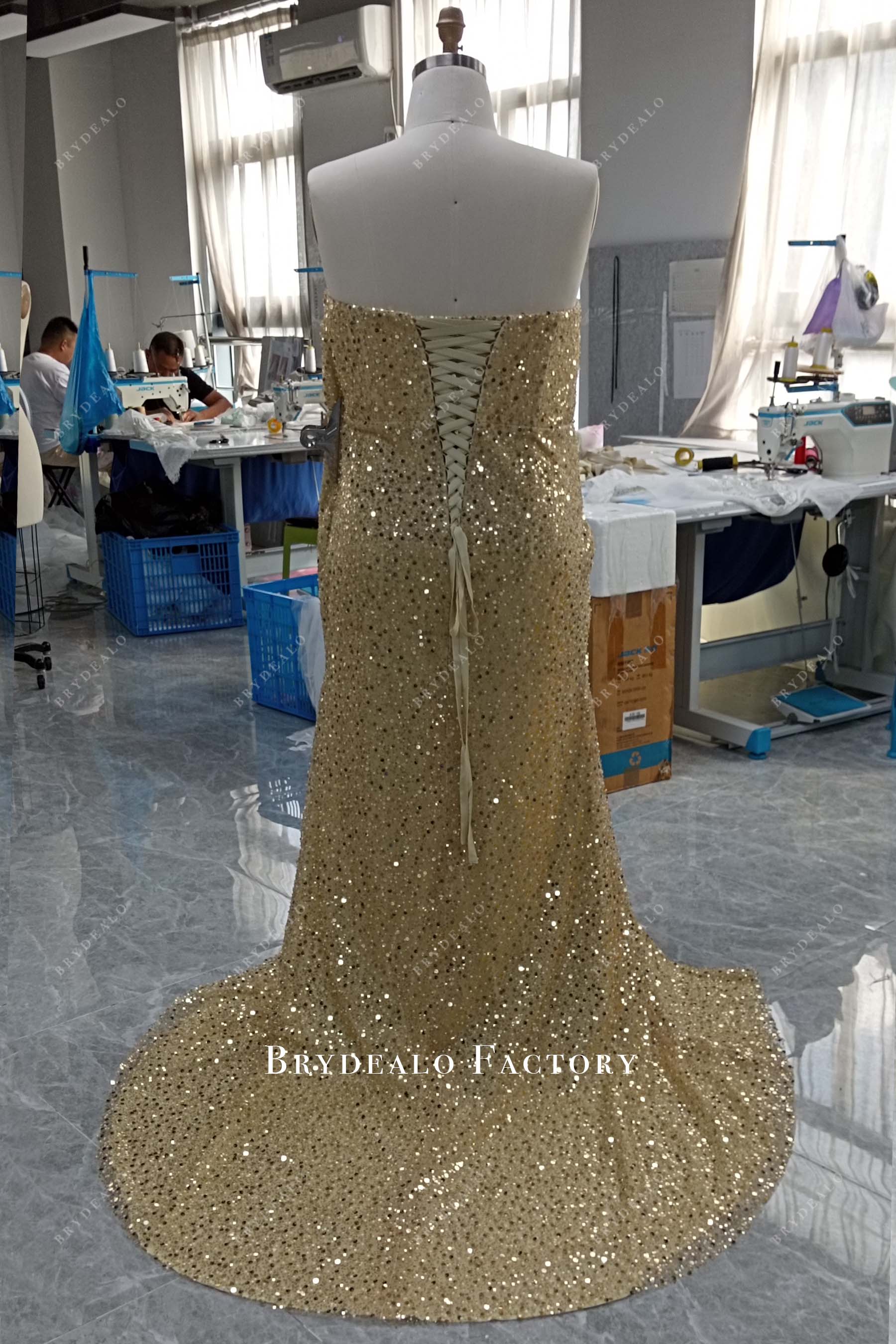 Private Label Champagne Gold Strapless Dress