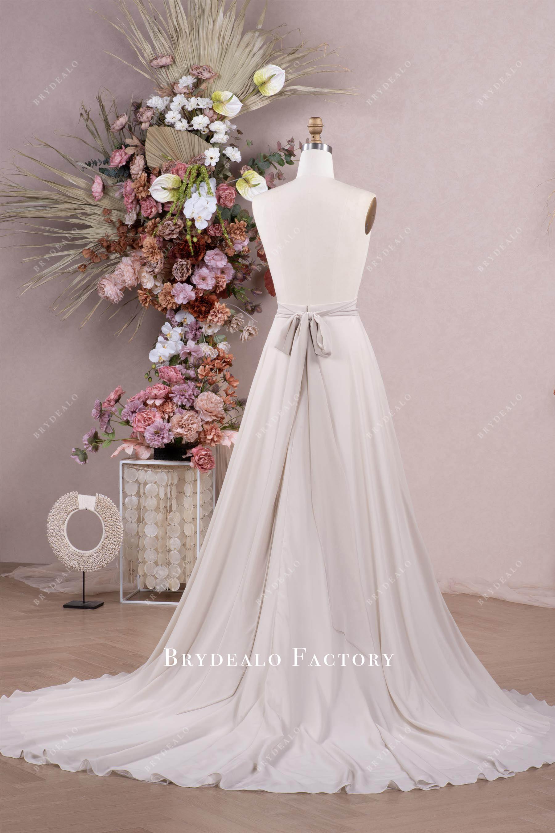 chapel train flowy chiffon bridal skirt