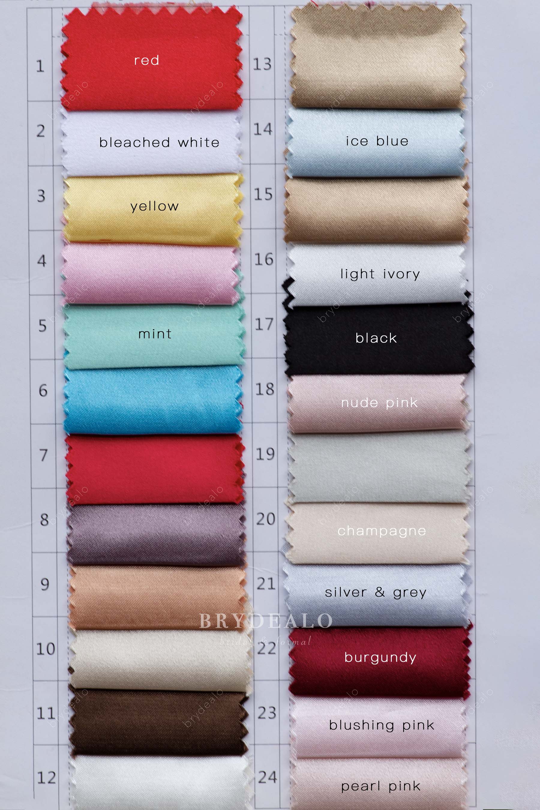 charmeuse color chart