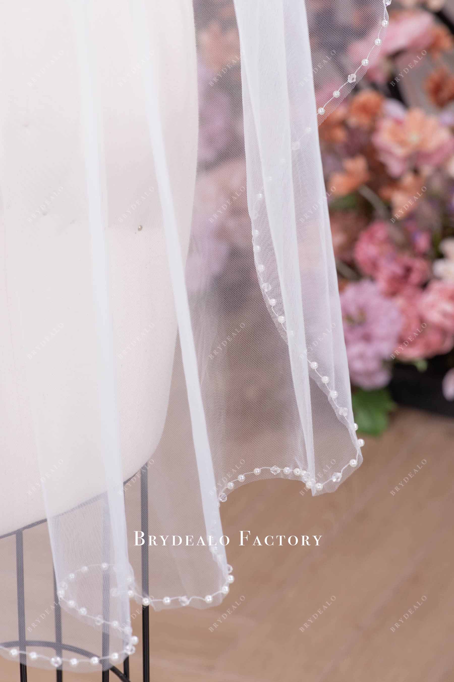 clear beading wedding veil