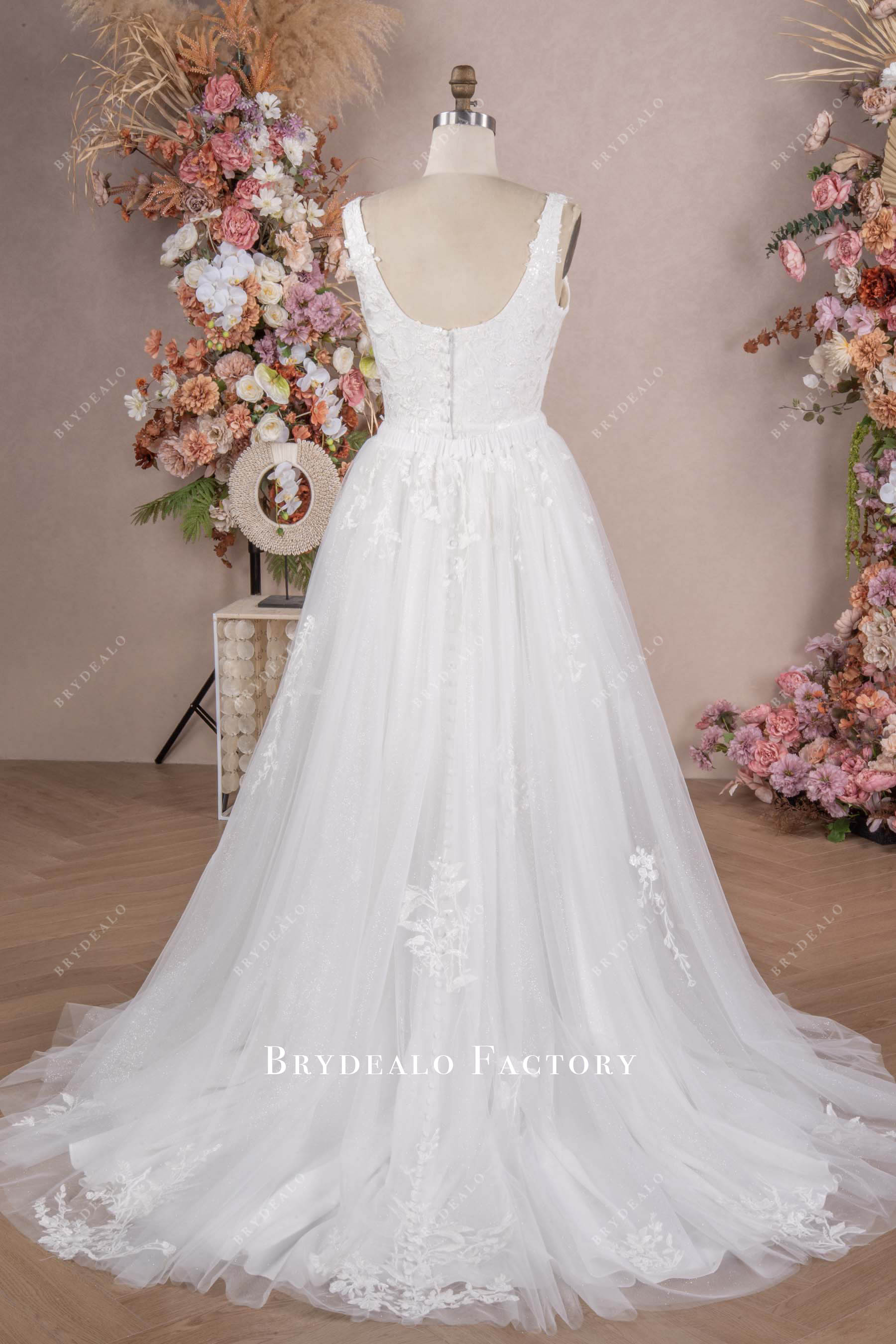 convertible lace long wedding dress