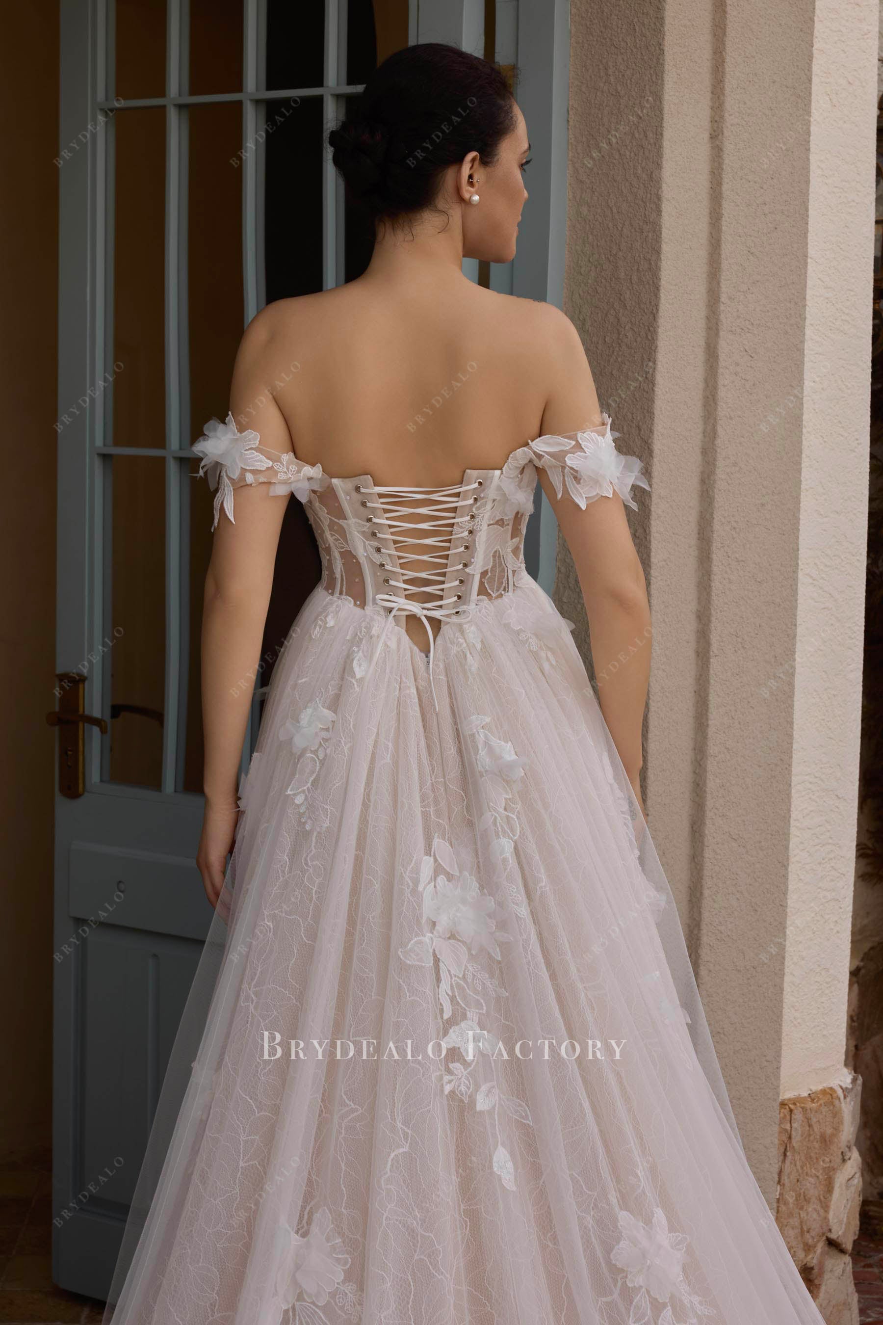 Sample Sale | Nude Beige Corset Lace Wedding Dress - US 8 - Nude Beige / US 8/UK 10/EU 38 Sample Sale | Nude Beige Corset Lace Wedding Dress - US 8 - Nude Beige / US 8/UK 10/EU 38