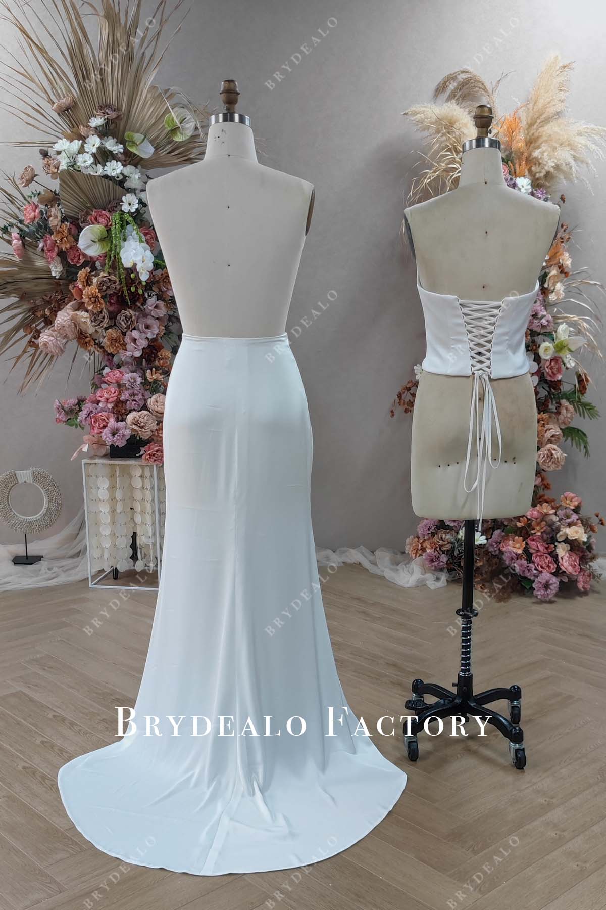 Custom High-End Acetate Satin Two Piece Bridal Gown
