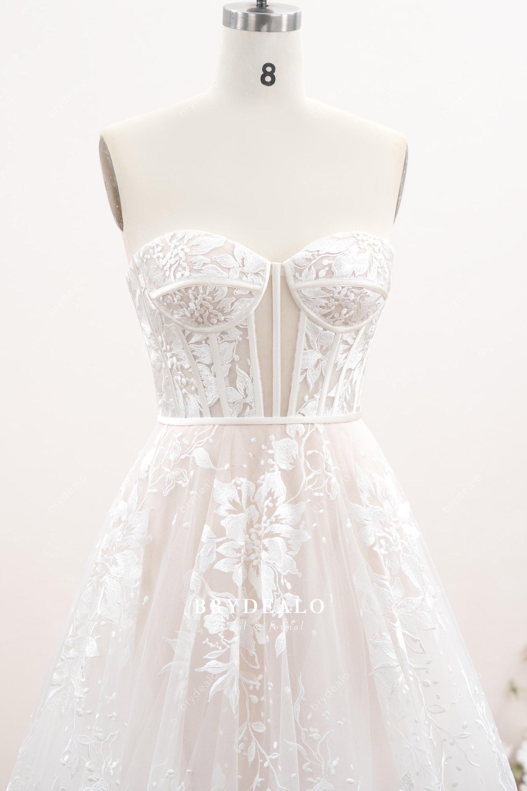 corset visible boning wedding dress