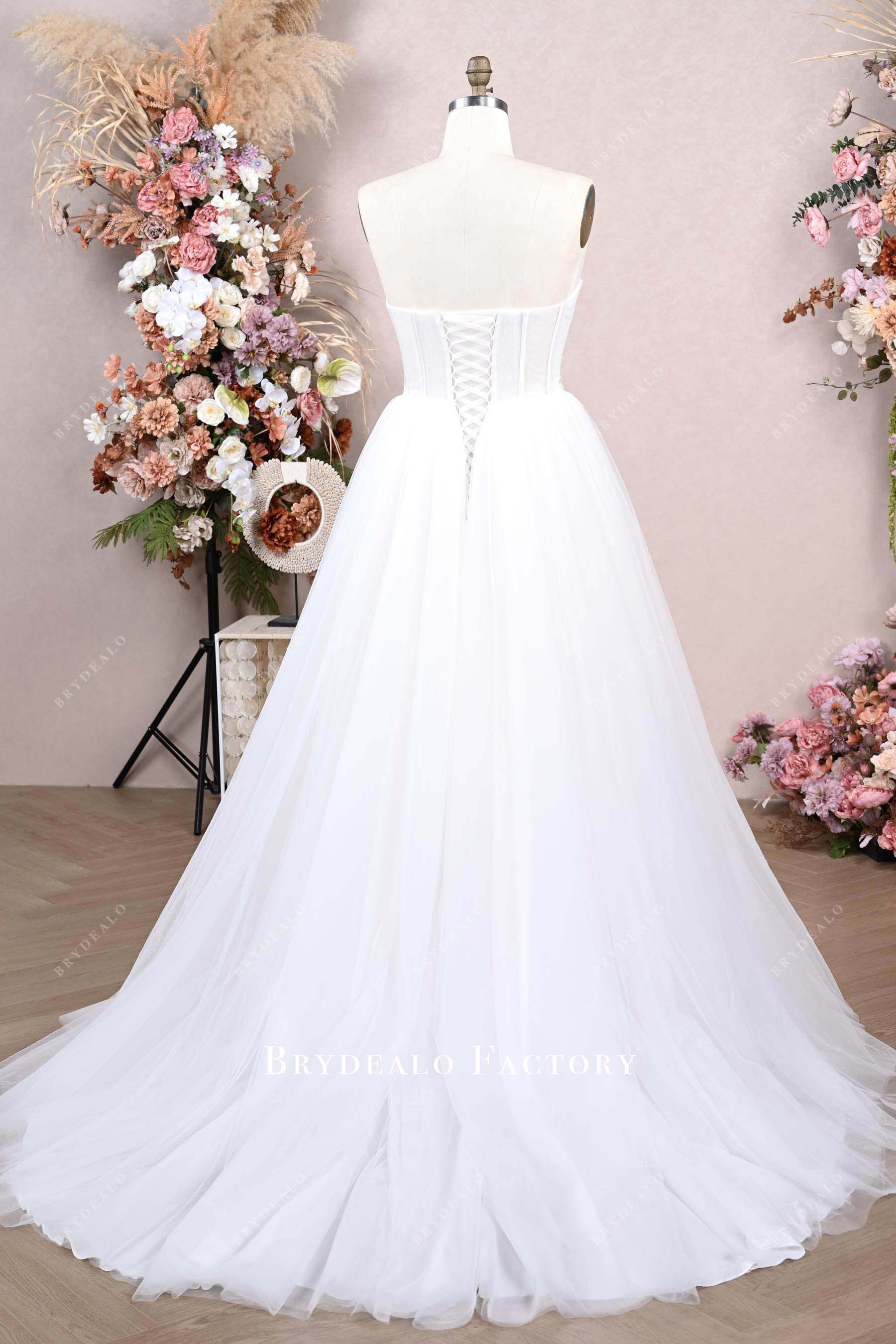 court train boning corset wedding gown