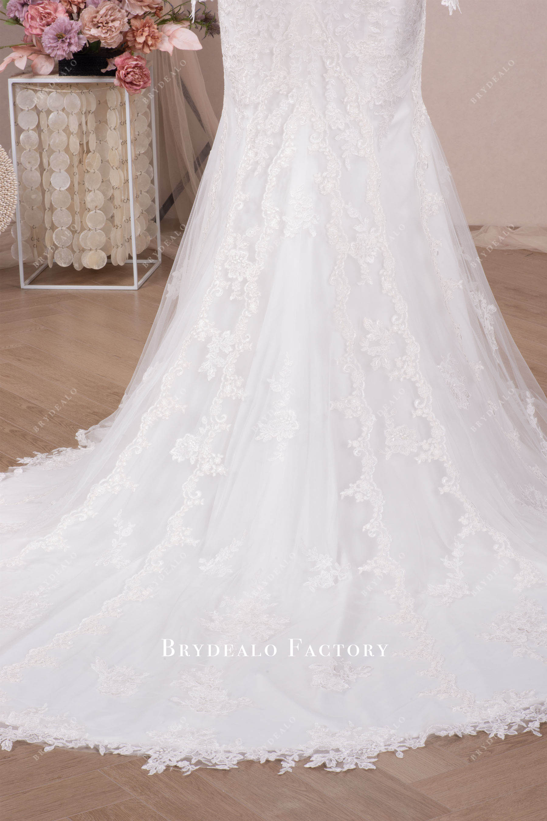 court train lace wedding dress