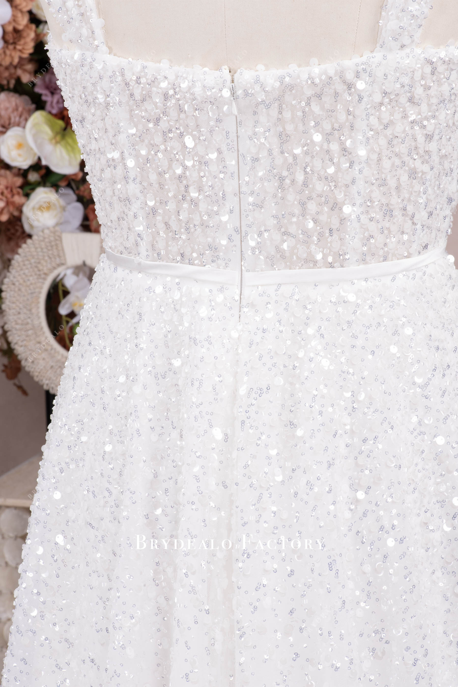 cream white sequin wedding dress