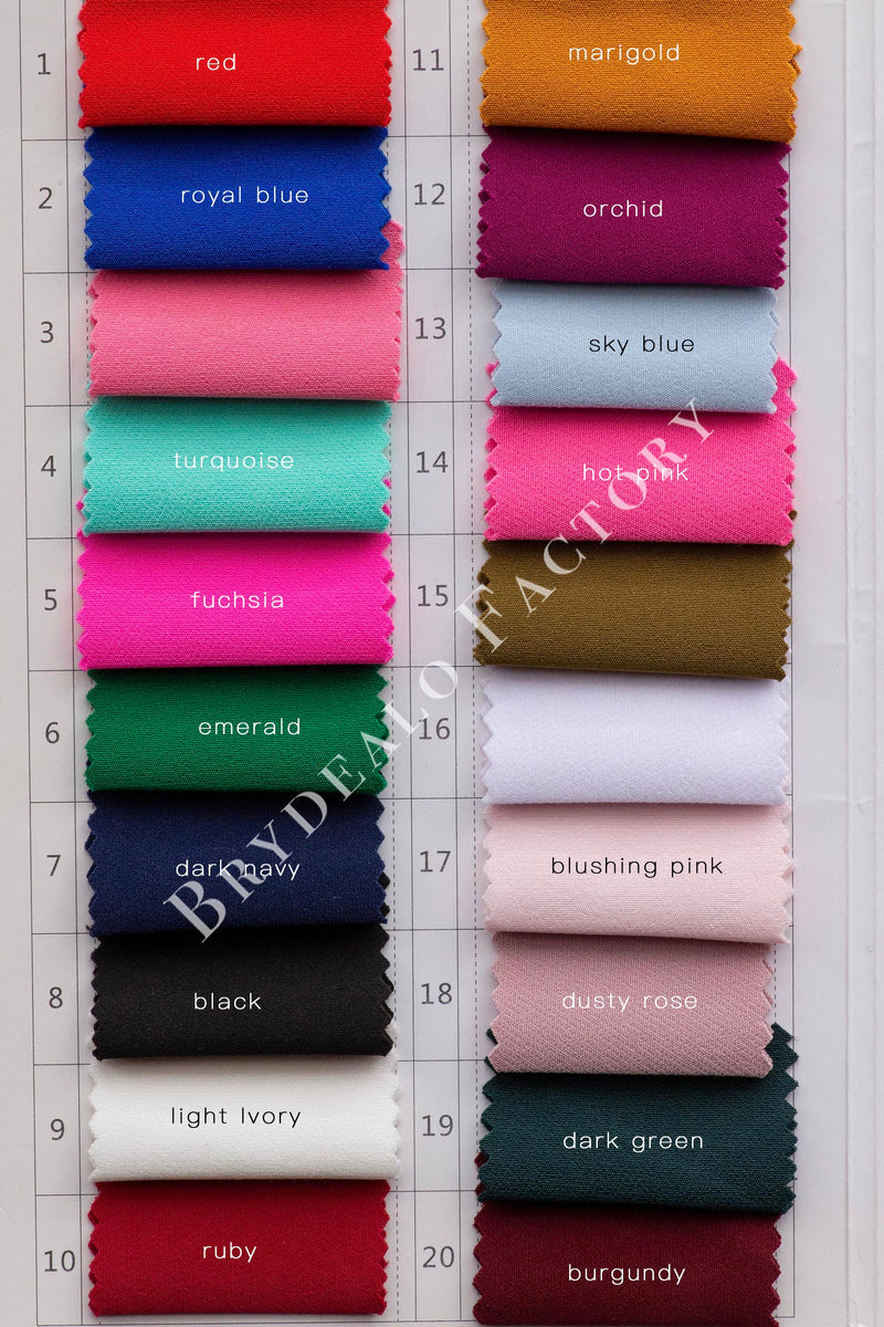 Matte Elastic Thick Polyester Crepe Fabric Color Chart | 30+ Colors