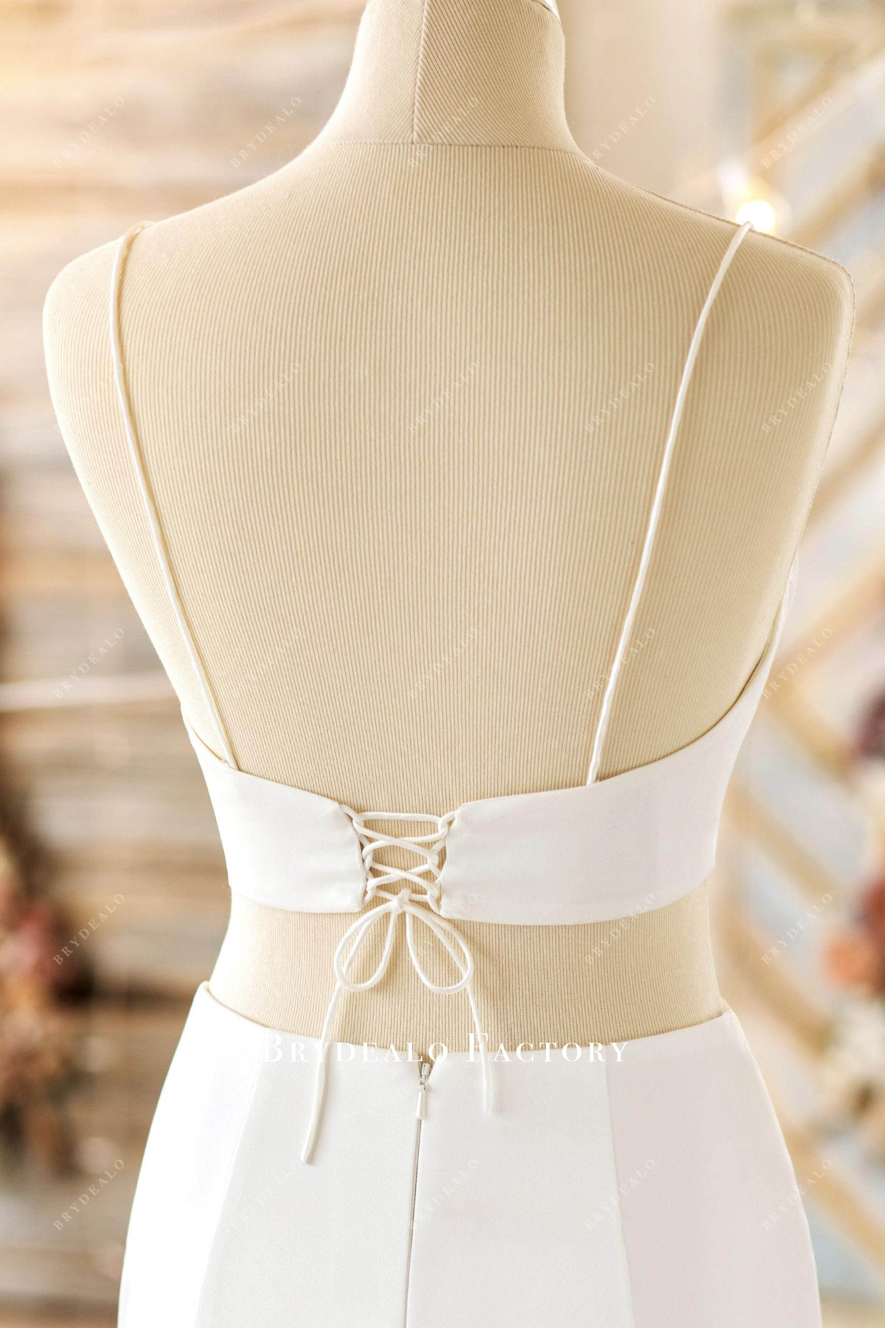 crepe lace up bridal crop top