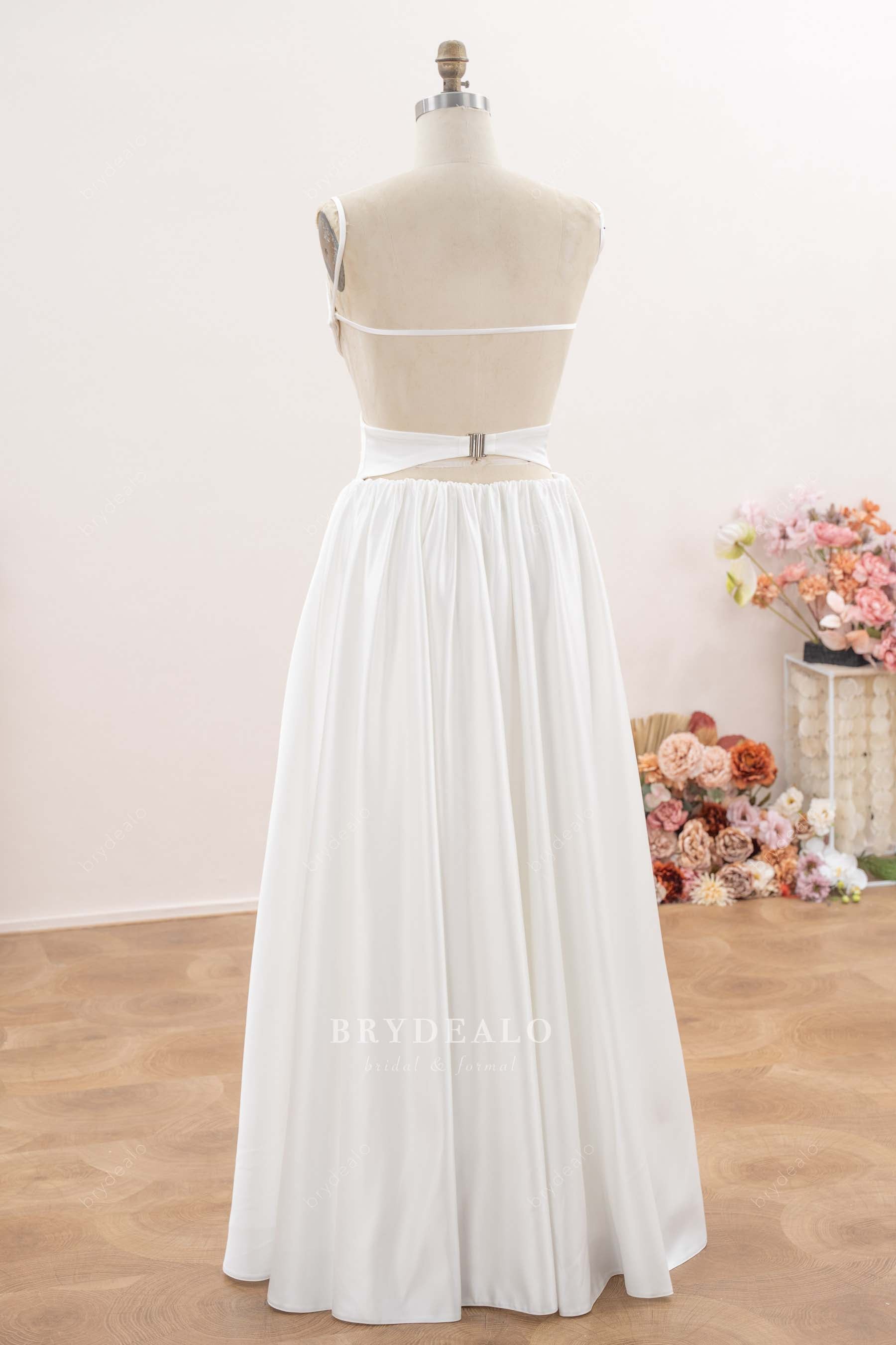 crop top back straps wedding dress
