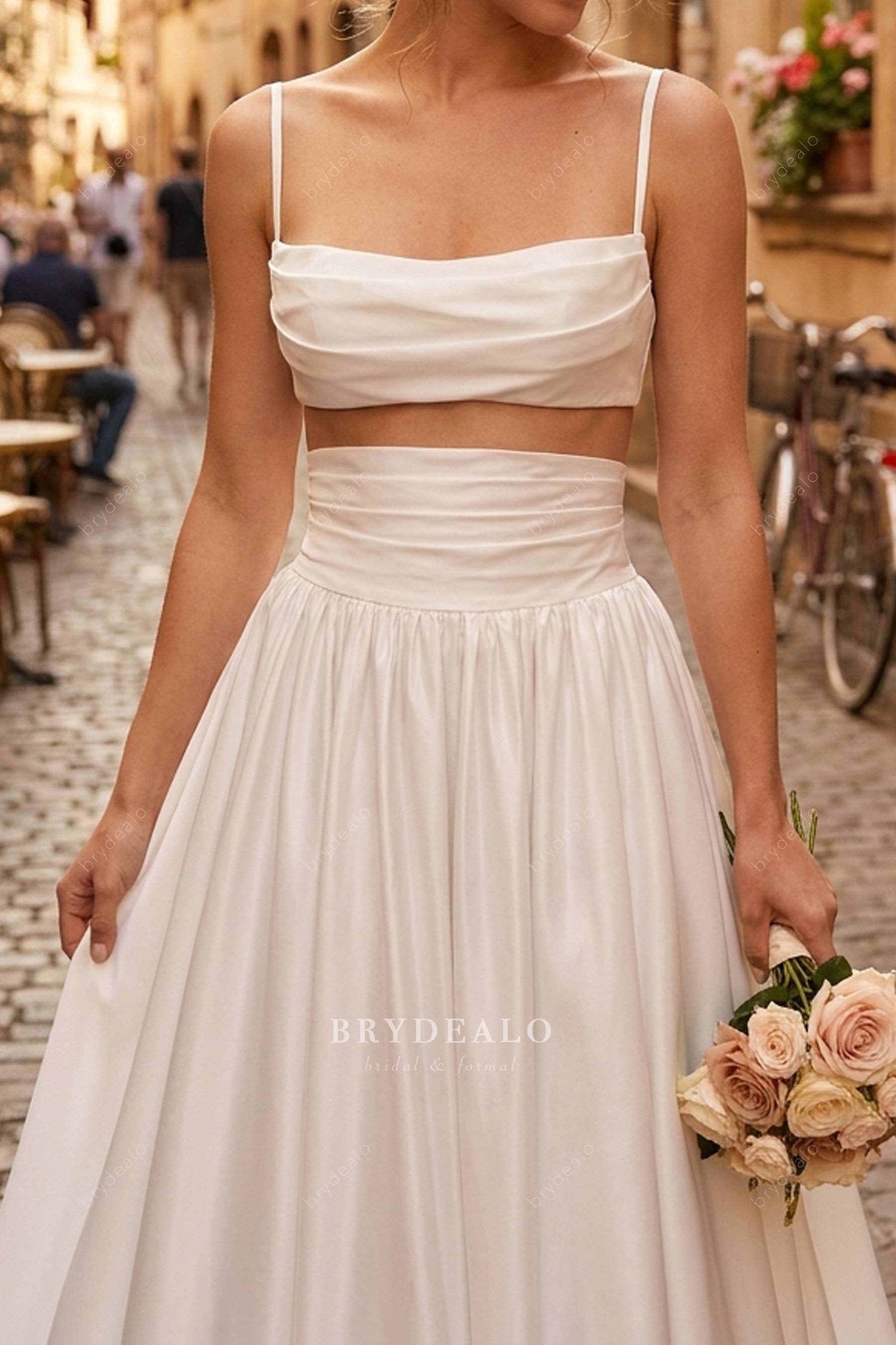 crop top satin wedding dress