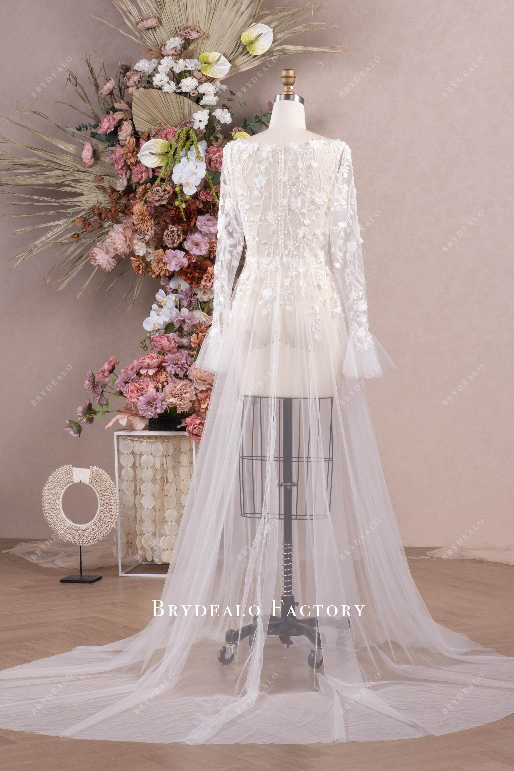 crystal back sleeved bridal robe