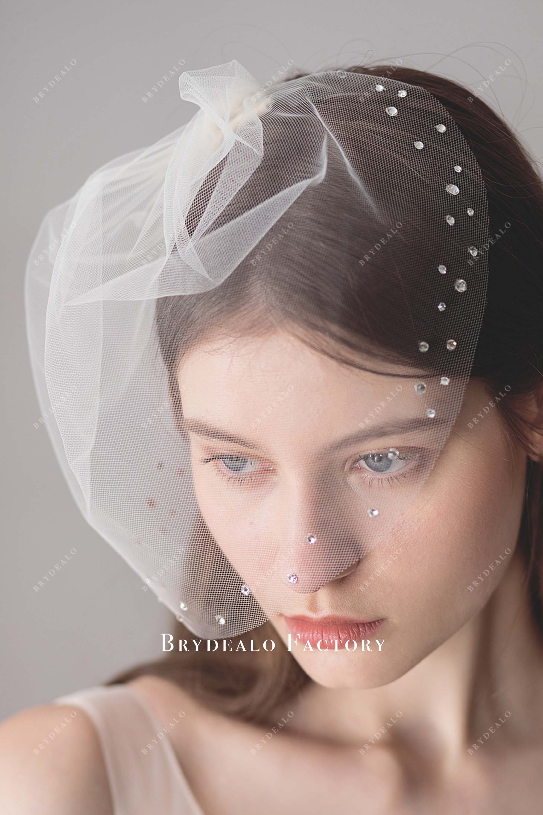 crystal birdcage bridal veil