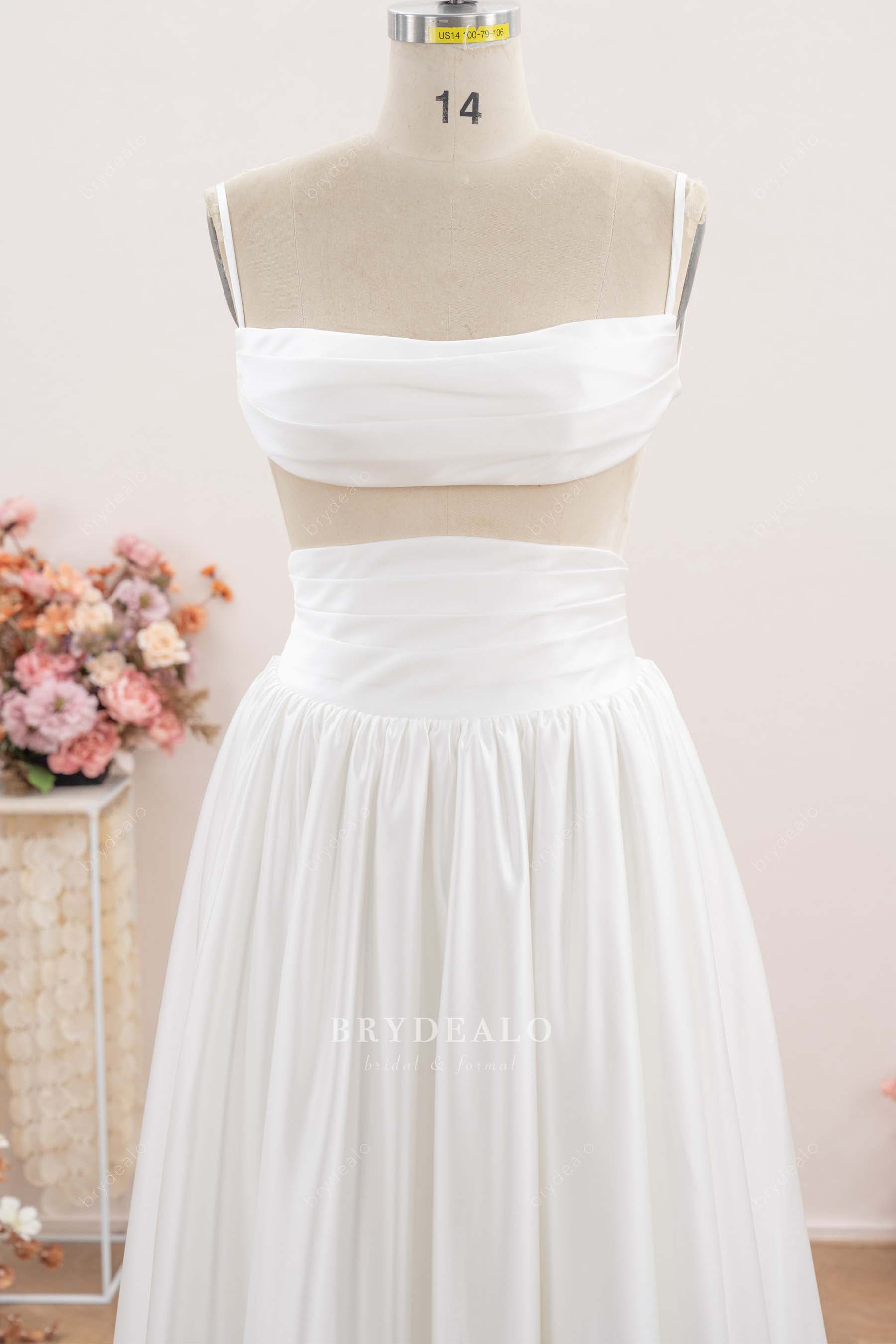curved neck crop top wedding dress