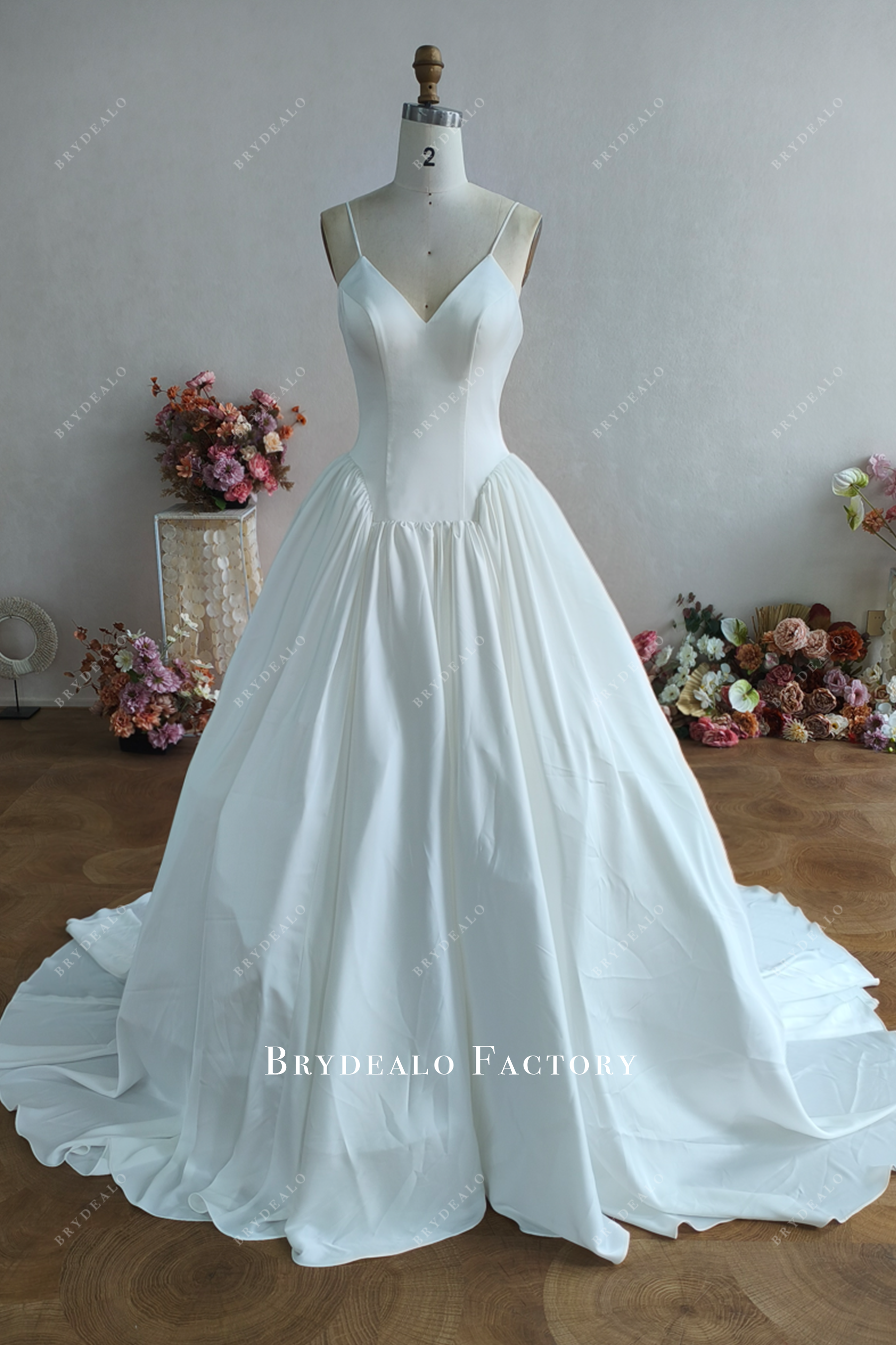 custom acetate low waist satin wedding dress