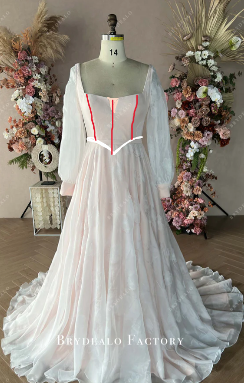 custom basque waistline A-line wedding dress